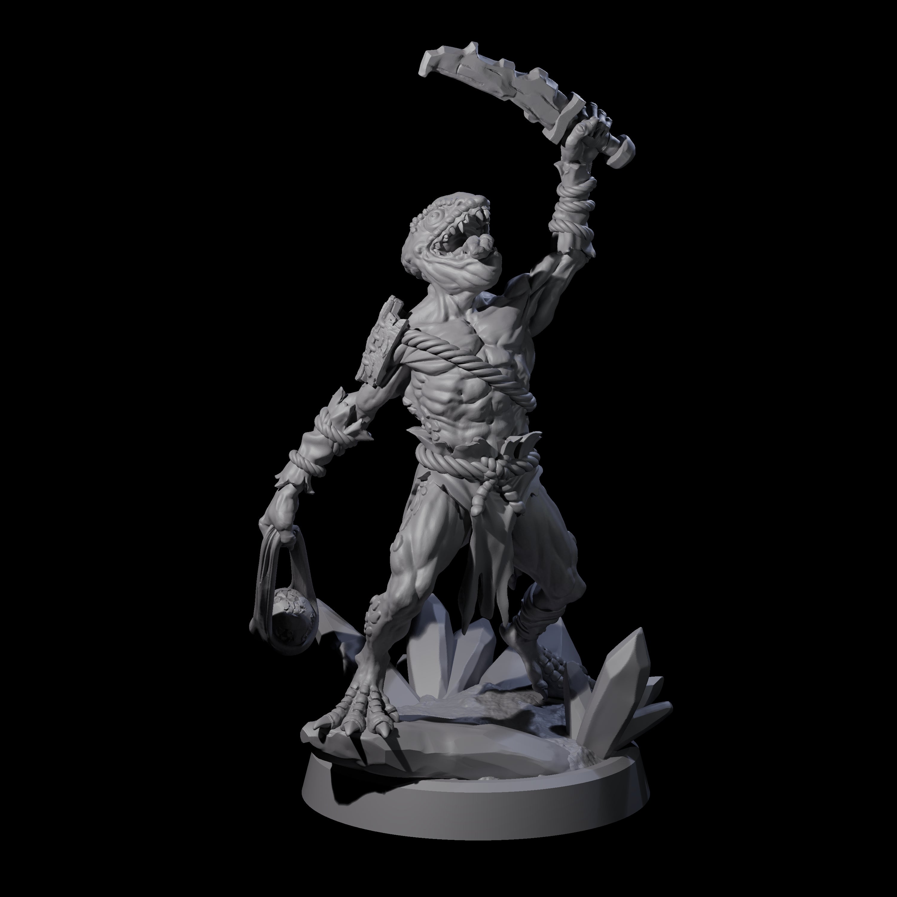 Slimy Troglodyte Cultist B Miniature for Dungeons and Dragons, Pathfinder or other TTRPGs