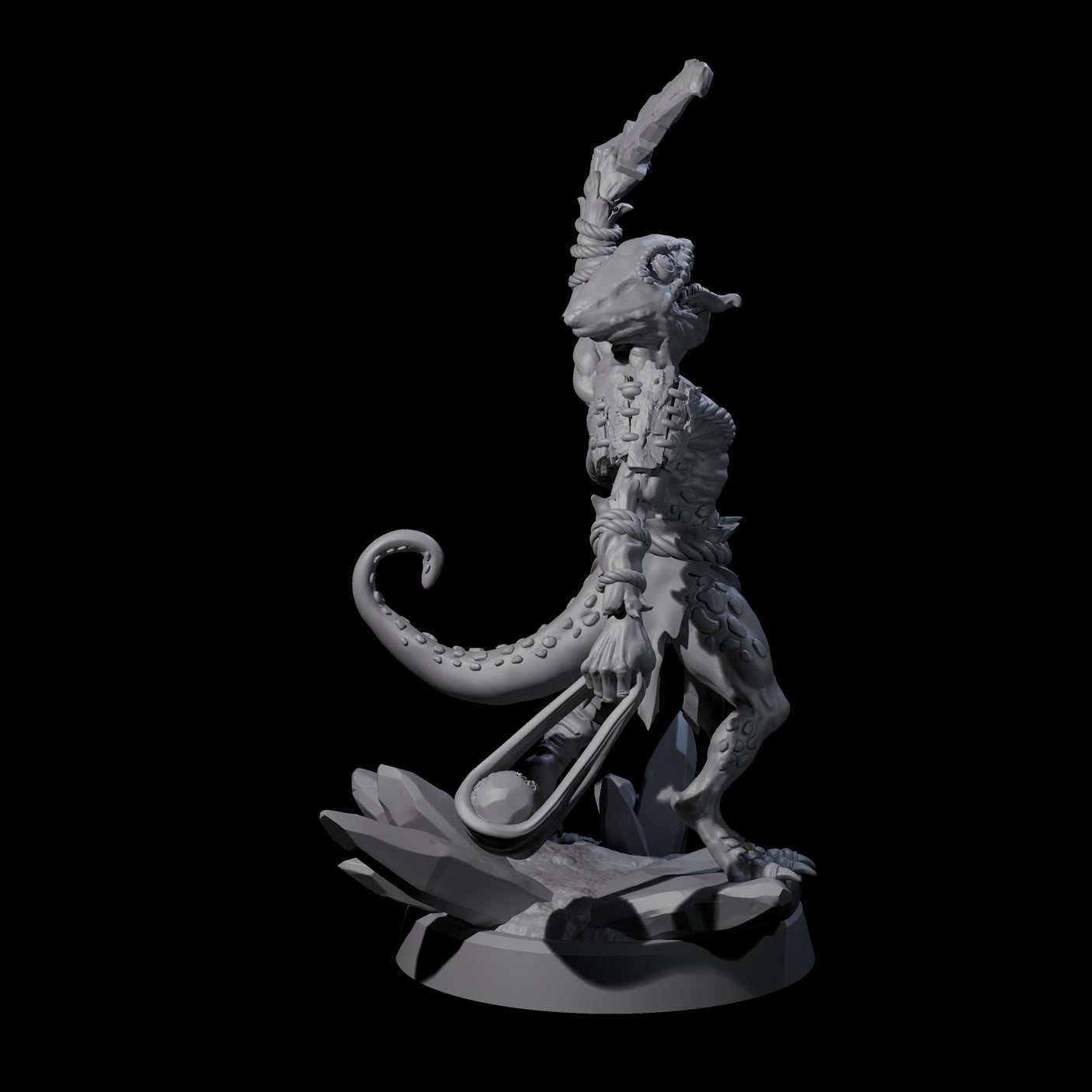 Slimy Troglodyte Cultist B Miniature for Dungeons and Dragons, Pathfinder or other TTRPGs