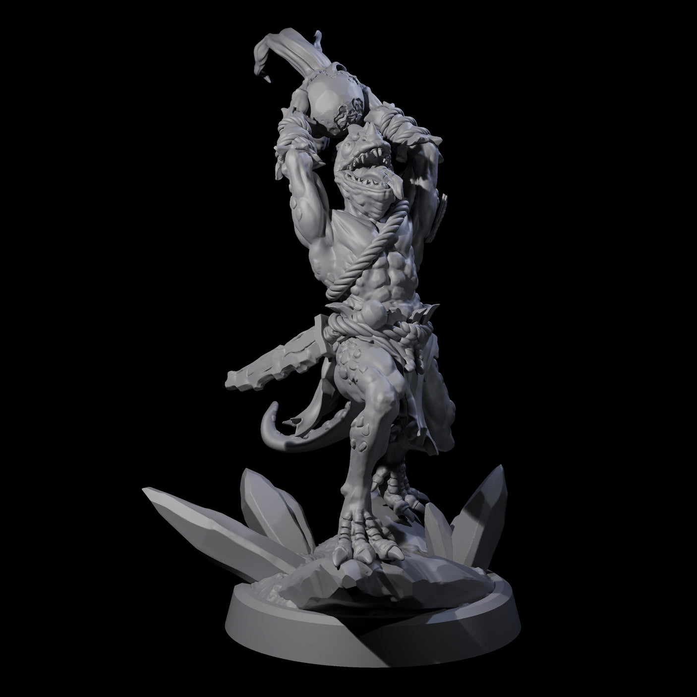 Slimy Troglodyte Cultist C Miniature for Dungeons and Dragons, Pathfinder or other TTRPGs