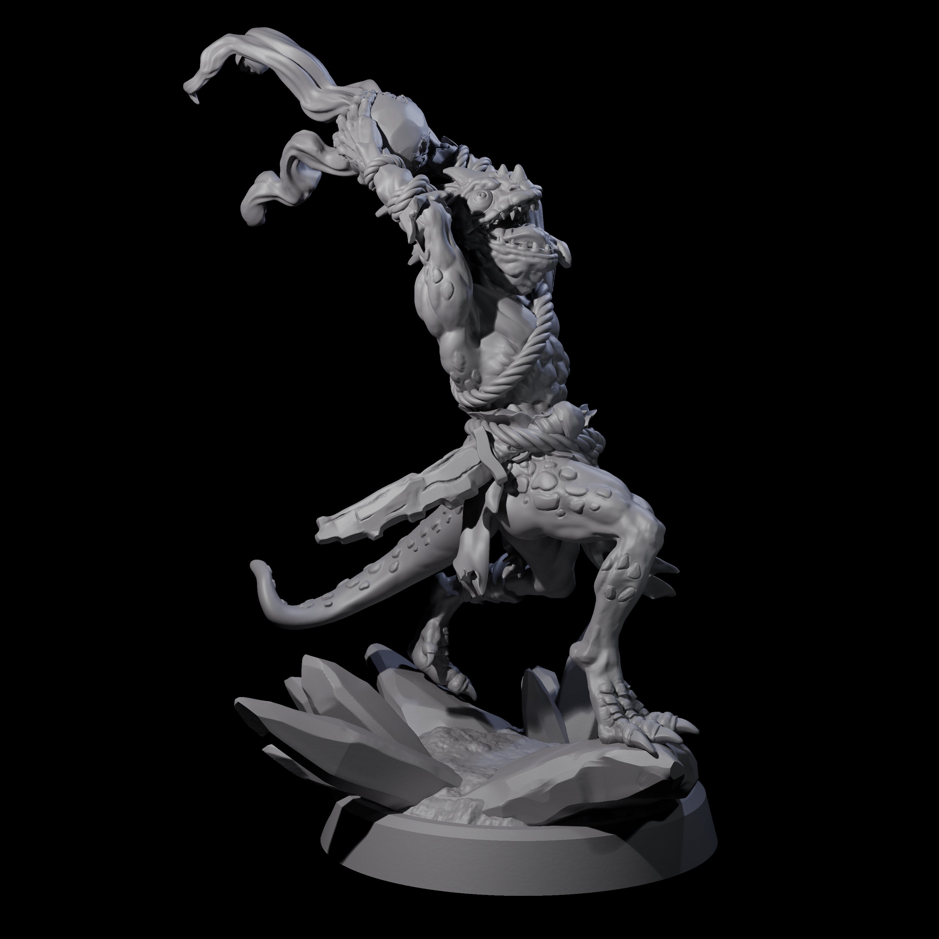 Slimy Troglodyte Cultist C Miniature for Dungeons and Dragons, Pathfinder or other TTRPGs