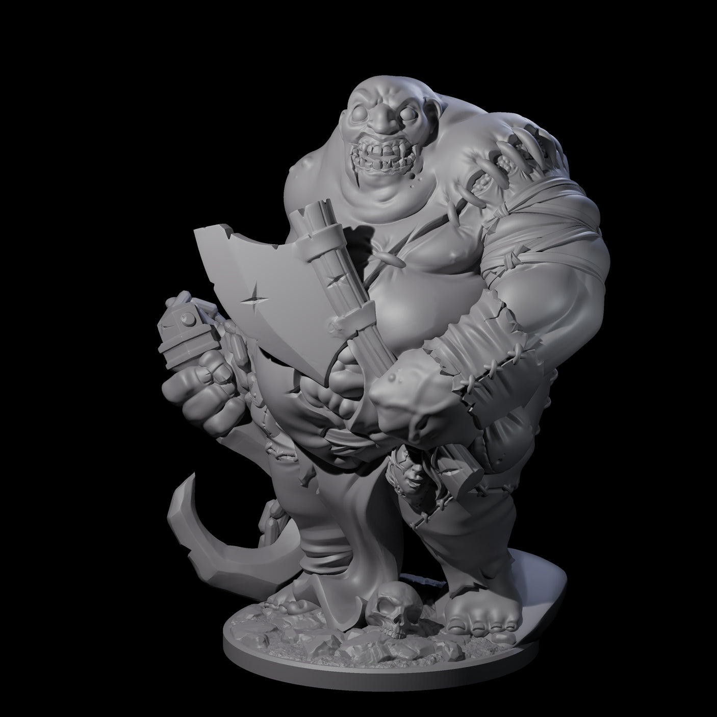 Slopping Zombie Butcher Miniature for Dungeons and Dragons, Pathfinder or other TTRPGs