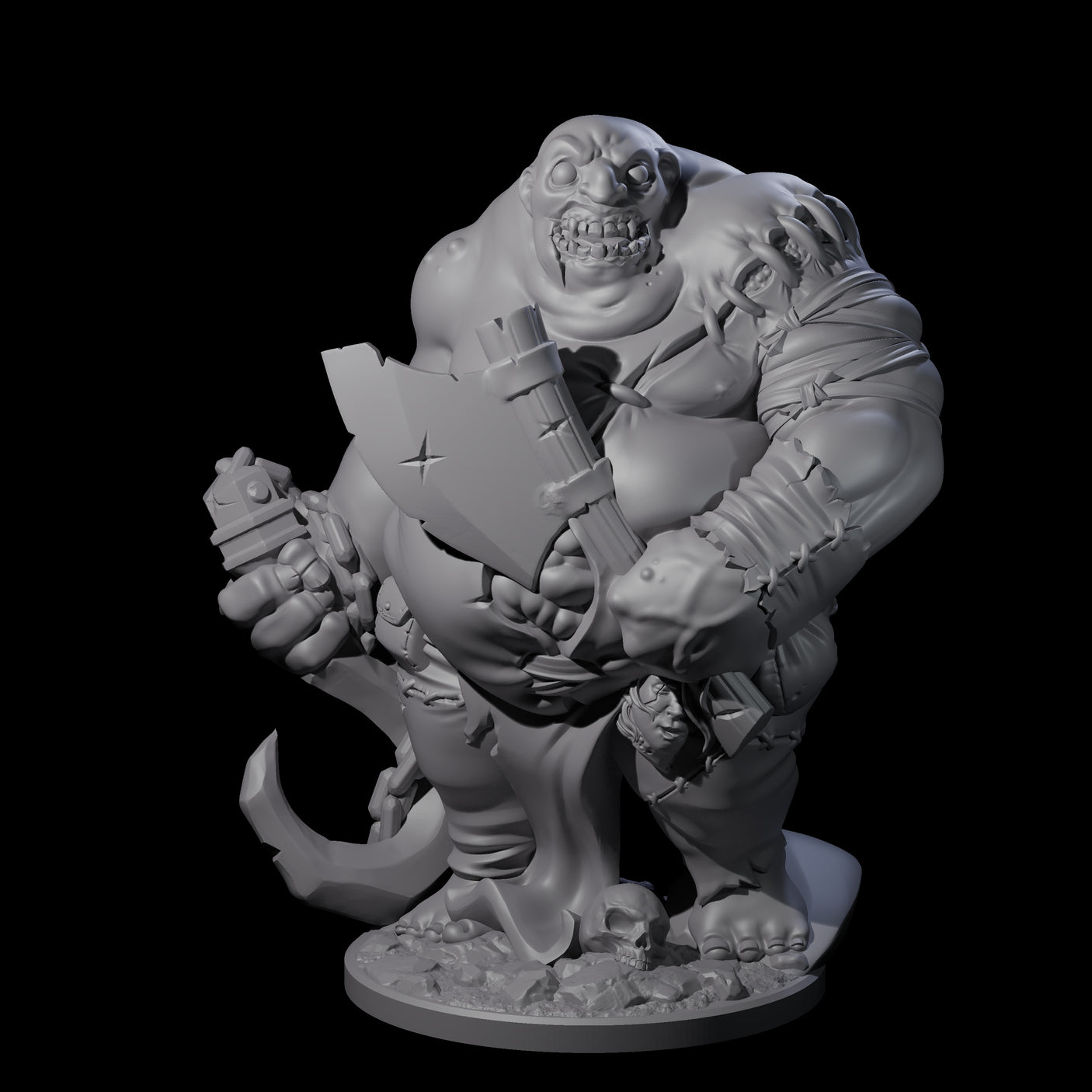 Slopping Zombie Butcher Miniature for Dungeons and Dragons, Pathfinder or other TTRPGs