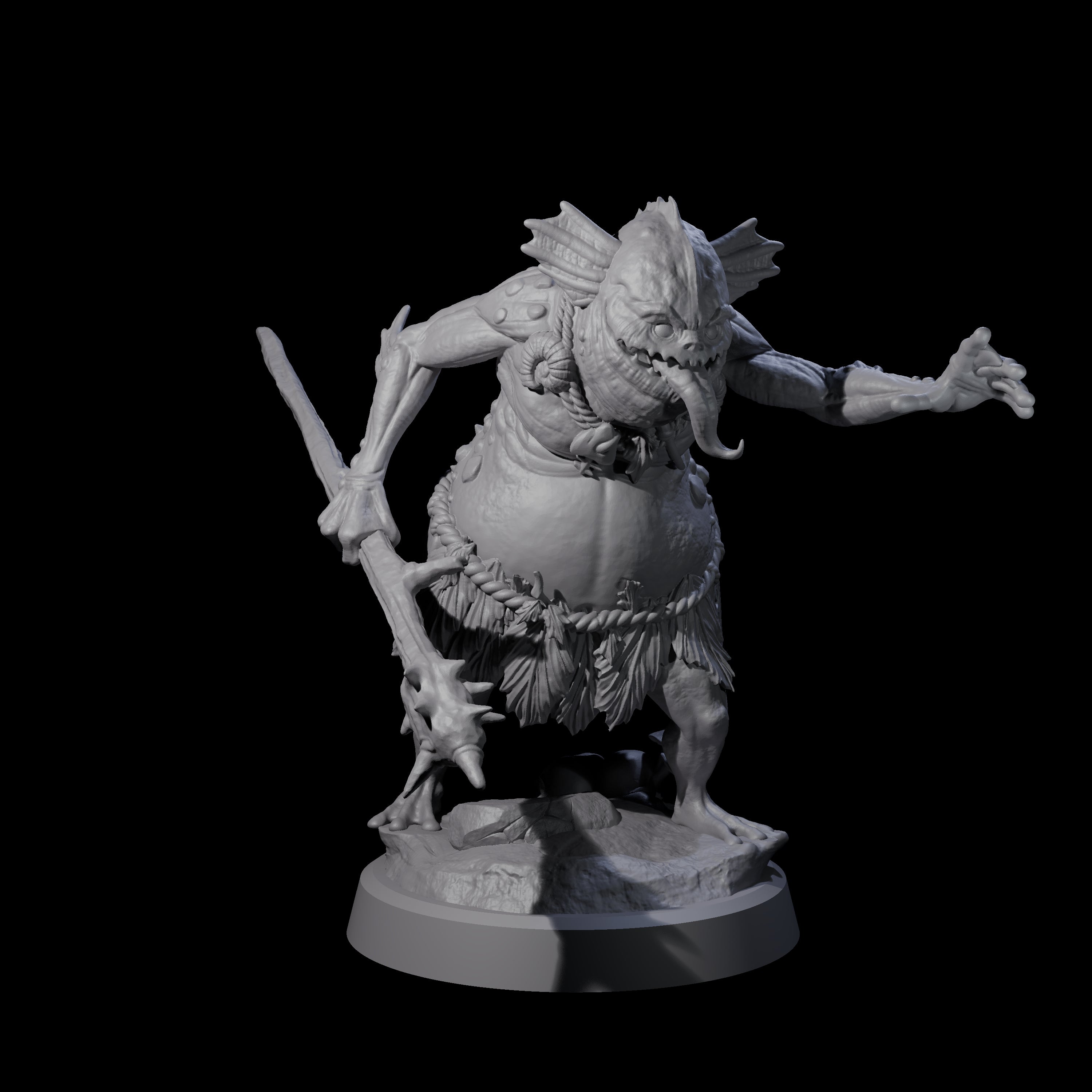 Smelly Kua-Toa Mystic A Miniature for Dungeons and Dragons, Pathfinder or other TTRPGs