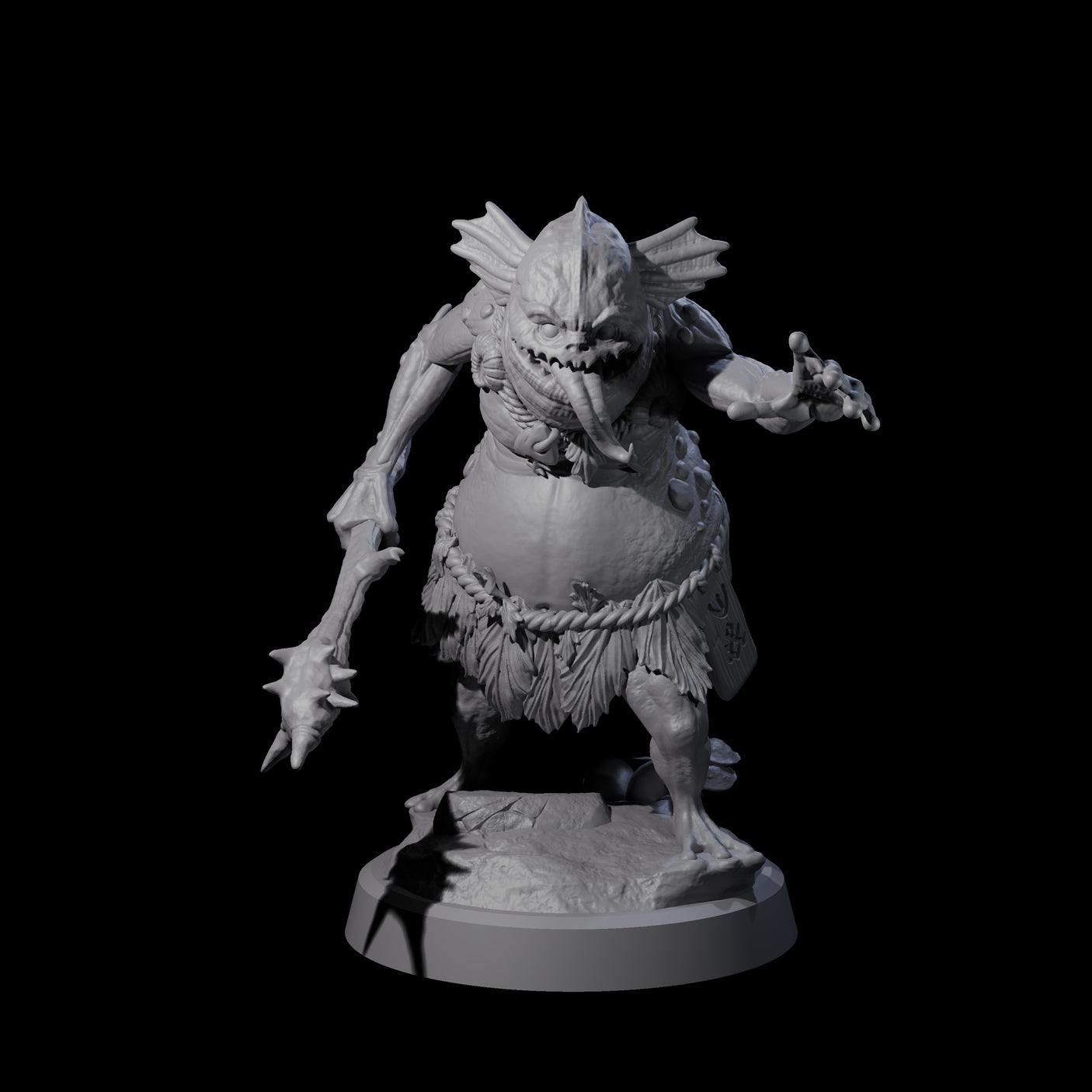 Smelly Kua-Toa Mystic A Miniature for Dungeons and Dragons, Pathfinder or other TTRPGs