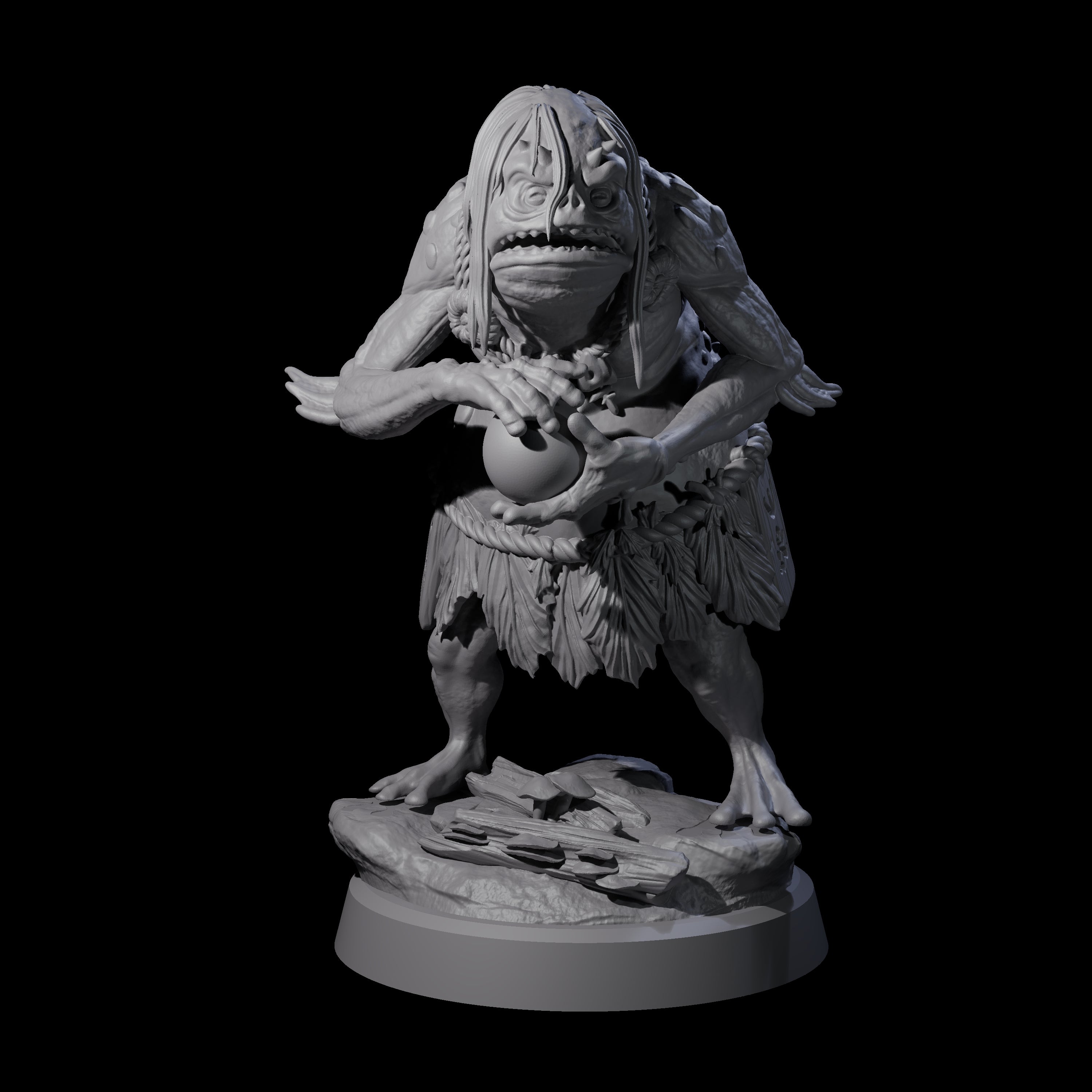 Smelly Kua-Toa Mystic B Miniature for Dungeons and Dragons, Pathfinder or other TTRPGs