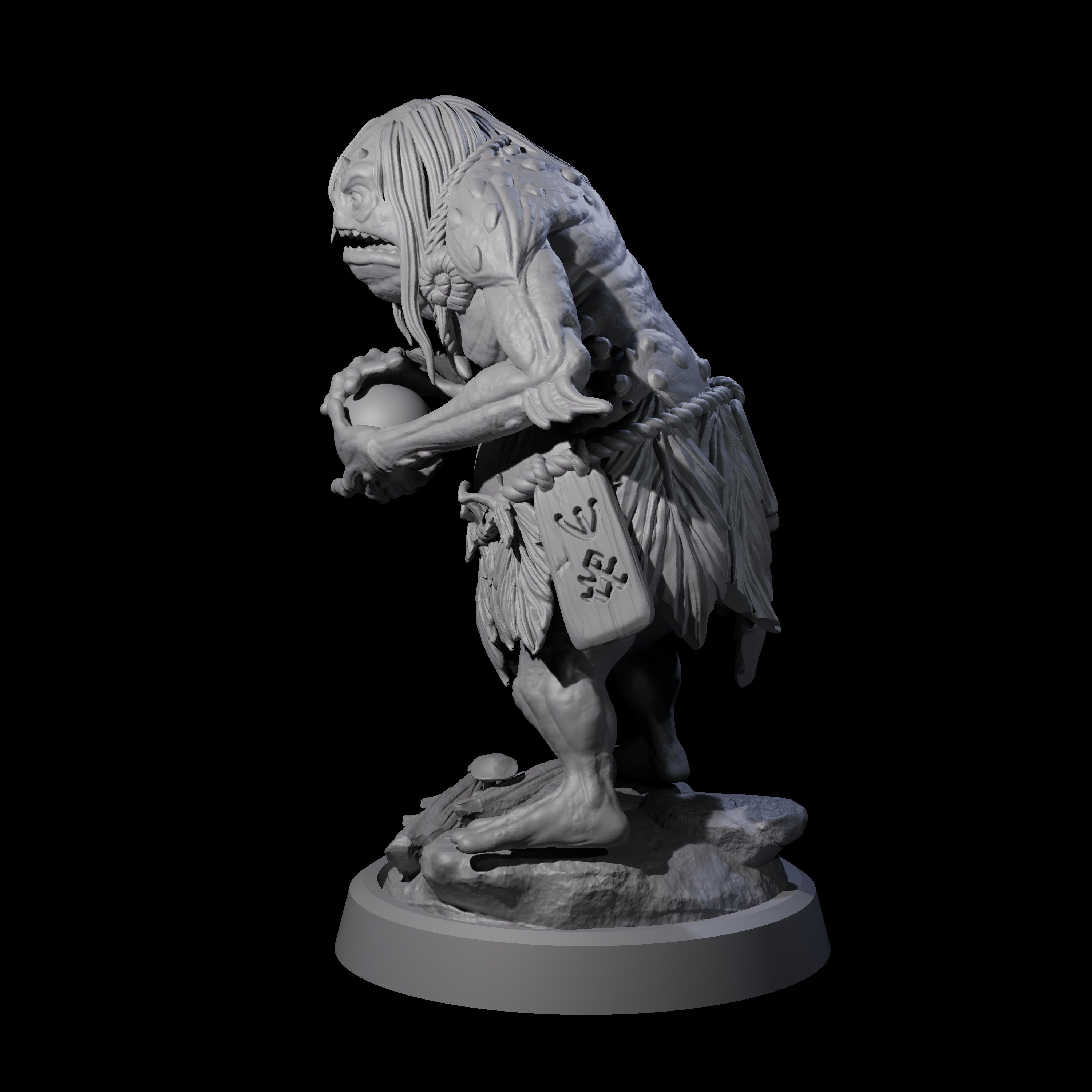 Smelly Kua-Toa Mystic B Miniature for Dungeons and Dragons, Pathfinder or other TTRPGs