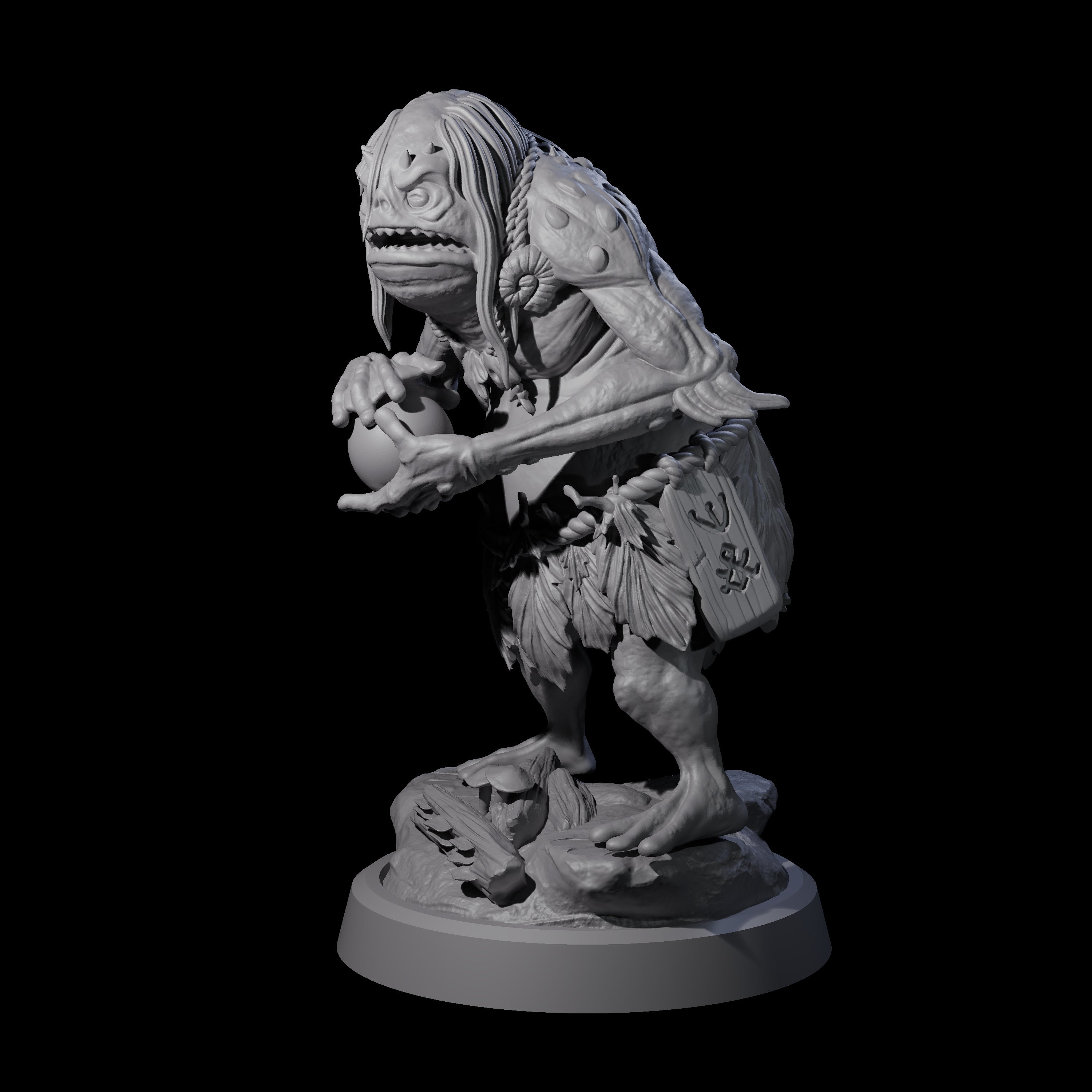 Smelly Kua-Toa Mystic B Miniature for Dungeons and Dragons, Pathfinder or other TTRPGs