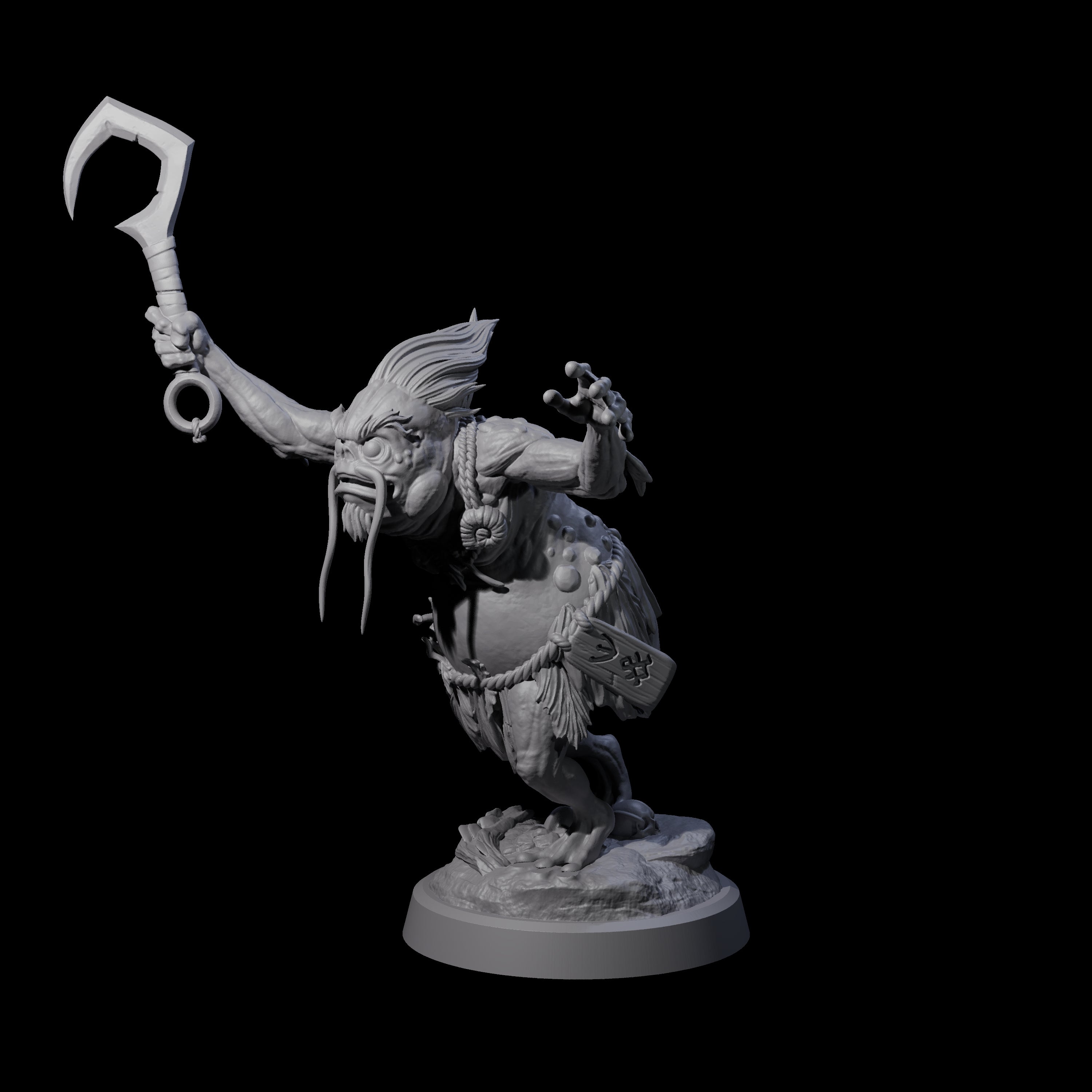 Smelly Kua-Toa Mystic D Miniature for Dungeons and Dragons, Pathfinder or other TTRPGs