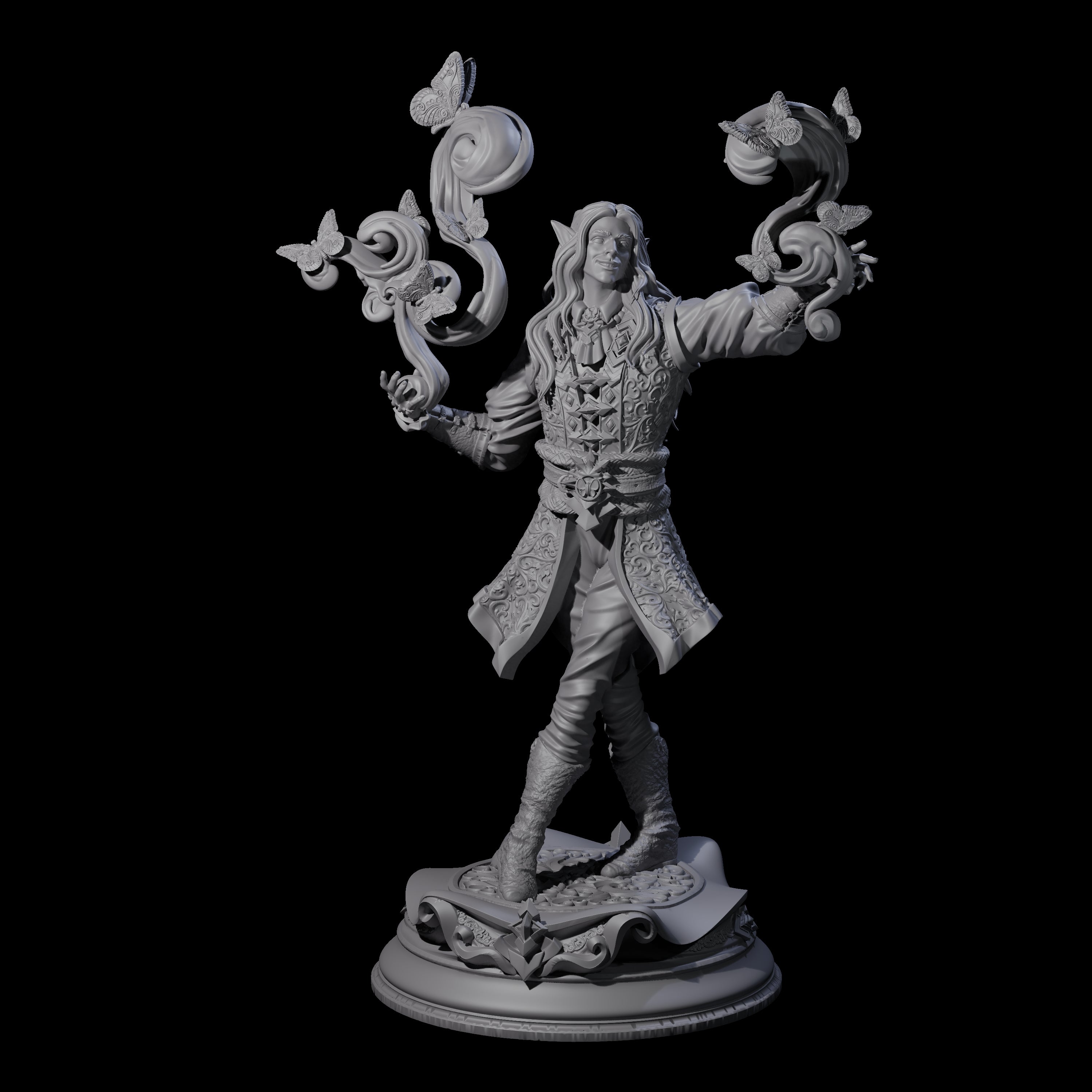 Smiling Elf Druid Miniature for Dungeons and Dragons, Pathfinder or other TTRPGs