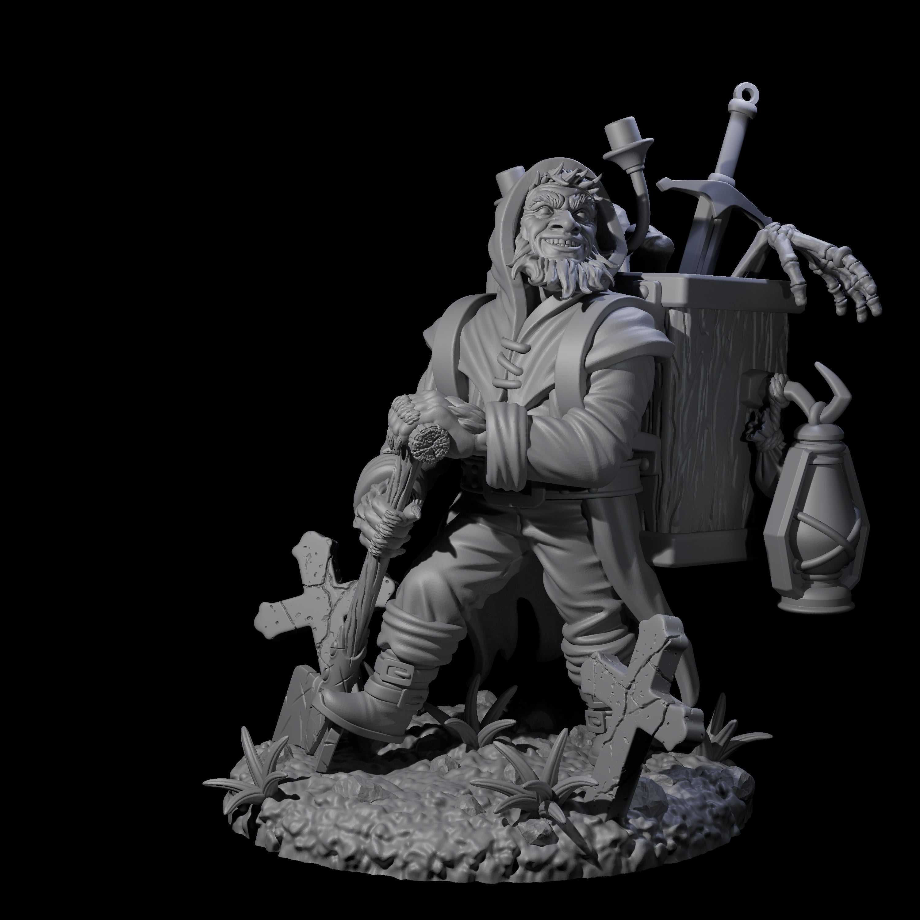Smiling Gravedigger Miniature for Dungeons and Dragons, Pathfinder or other TTRPGs