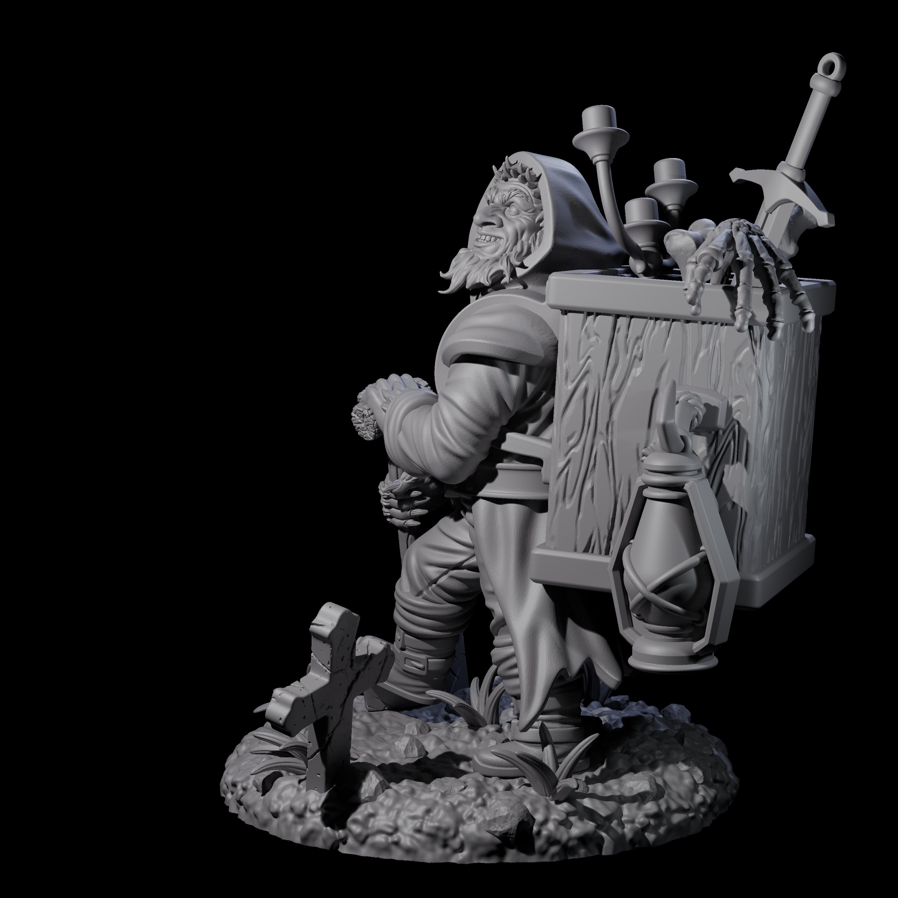 Smiling Gravedigger Miniature for Dungeons and Dragons, Pathfinder or other TTRPGs