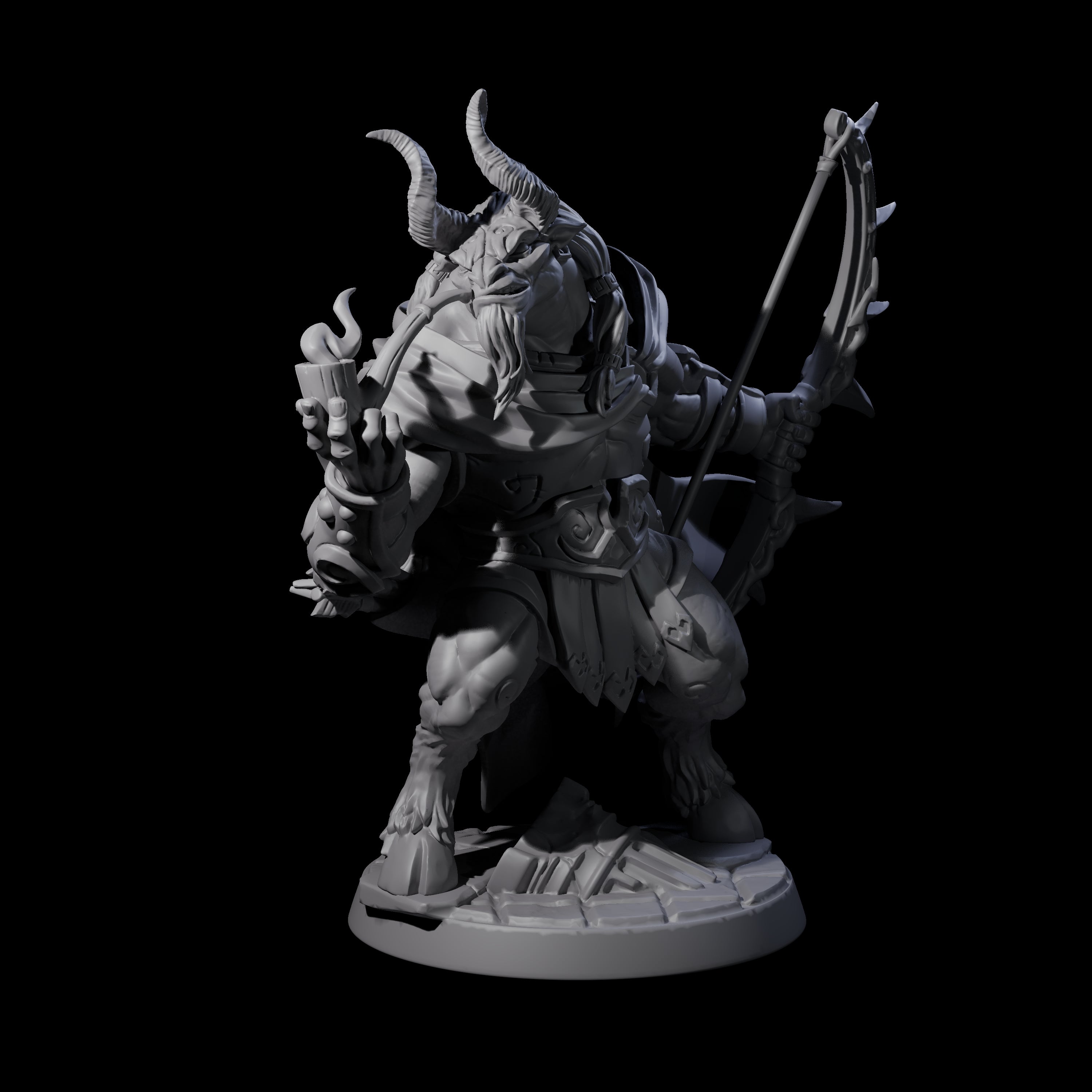 Smoking Minotaur Hunter Miniature for Dungeons and Dragons, Pathfinder or other TTRPGs