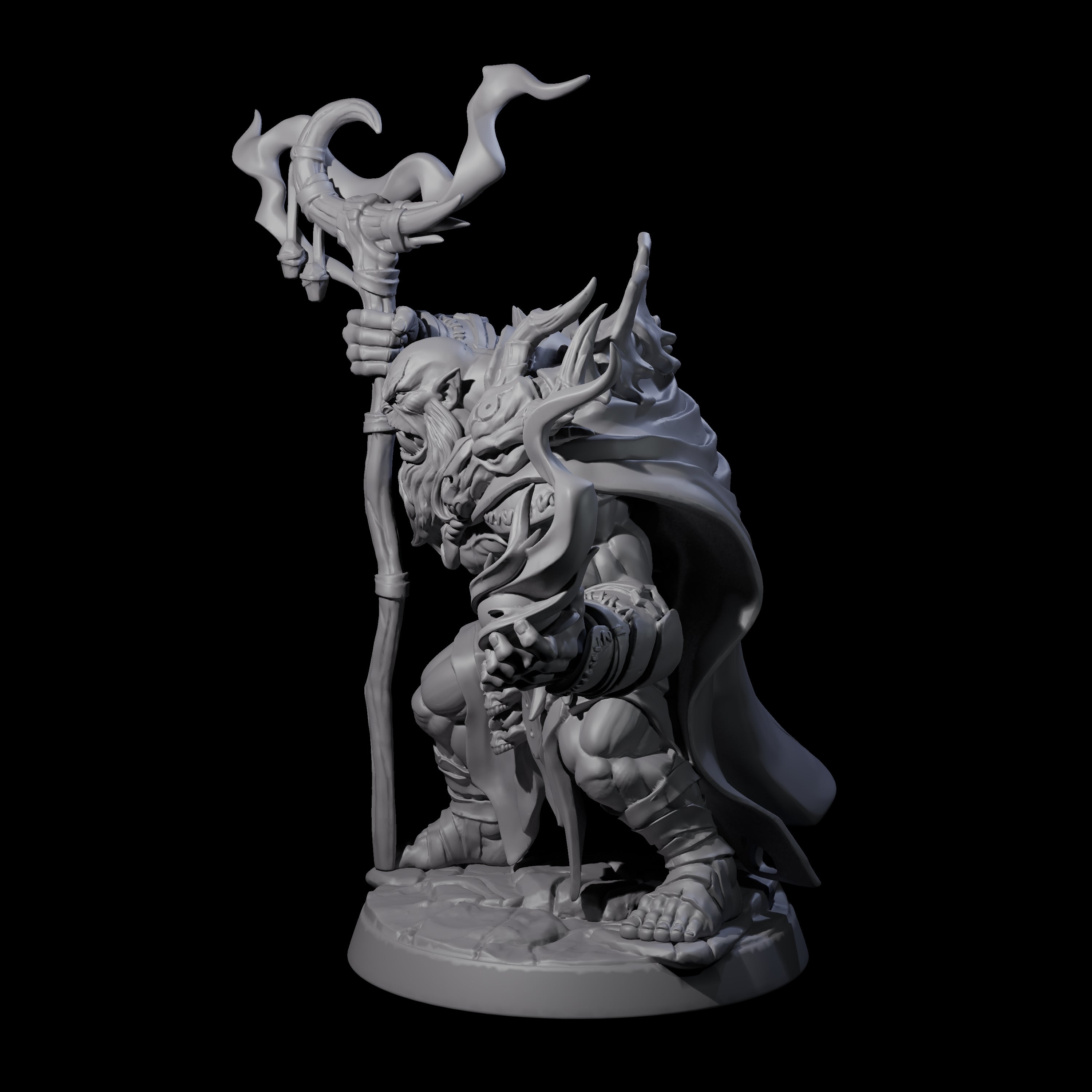 Smoking Orc Shaman Miniature for Dungeons and Dragons, Pathfinder or other TTRPGs