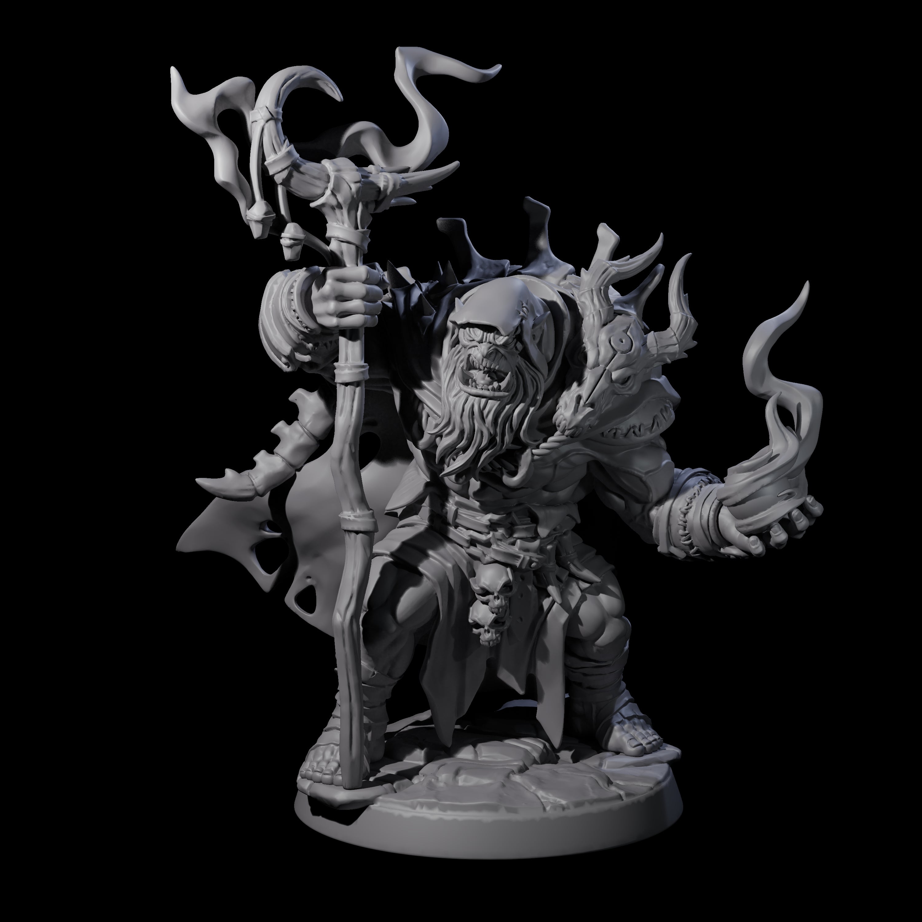 Smoking Orc Shaman Miniature for Dungeons and Dragons, Pathfinder or other TTRPGs