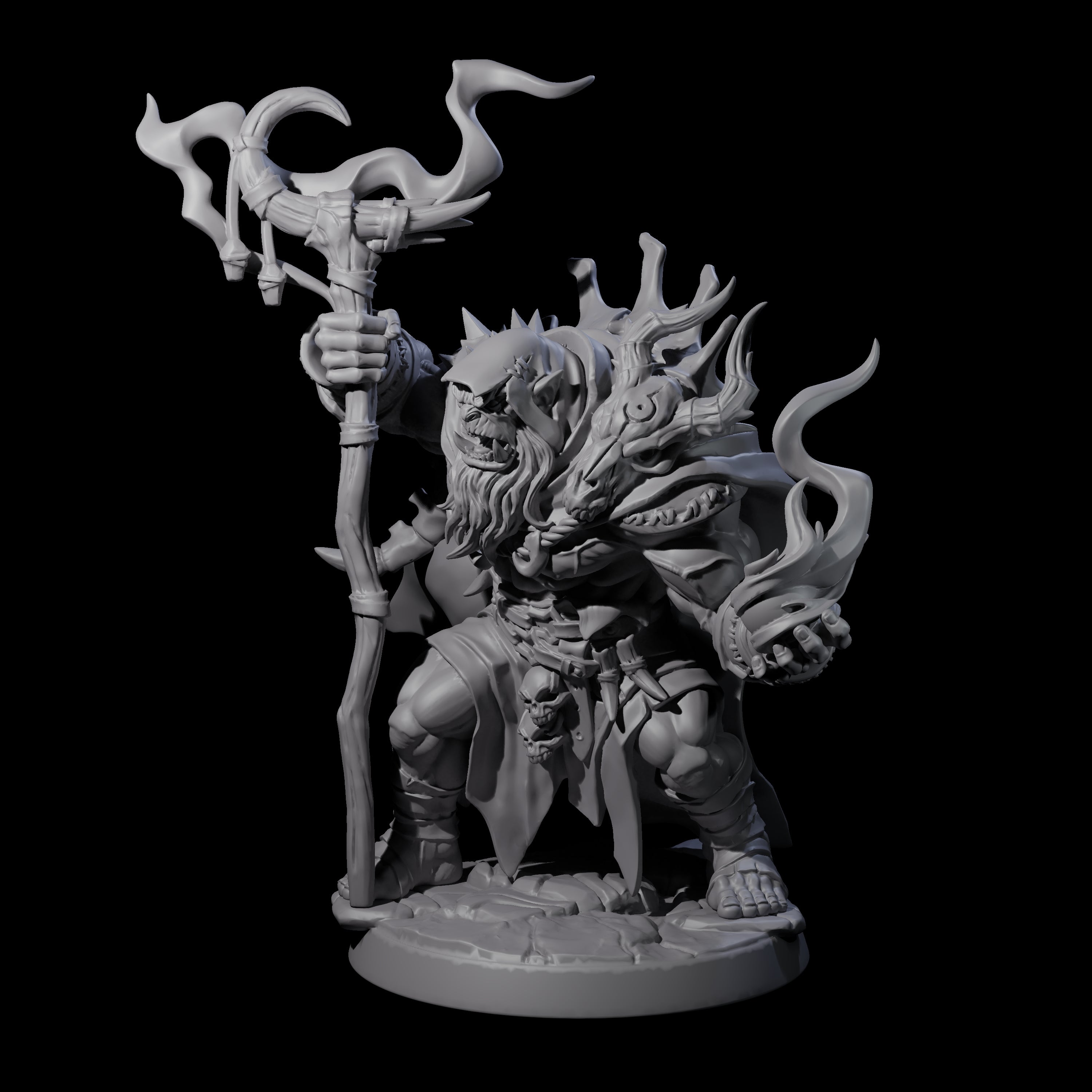 Smoking Orc Shaman Miniature for Dungeons and Dragons, Pathfinder or other TTRPGs