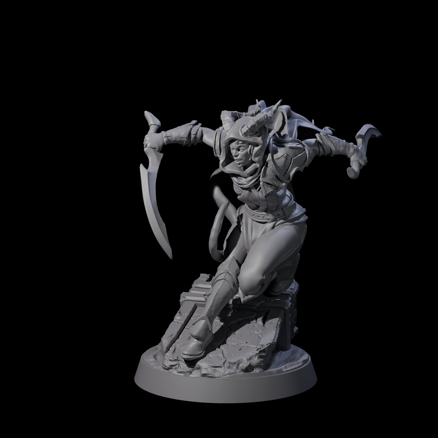 Smooth Tiefling Assassin Miniature for Dungeons and Dragons, Pathfinder or other TTRPGs