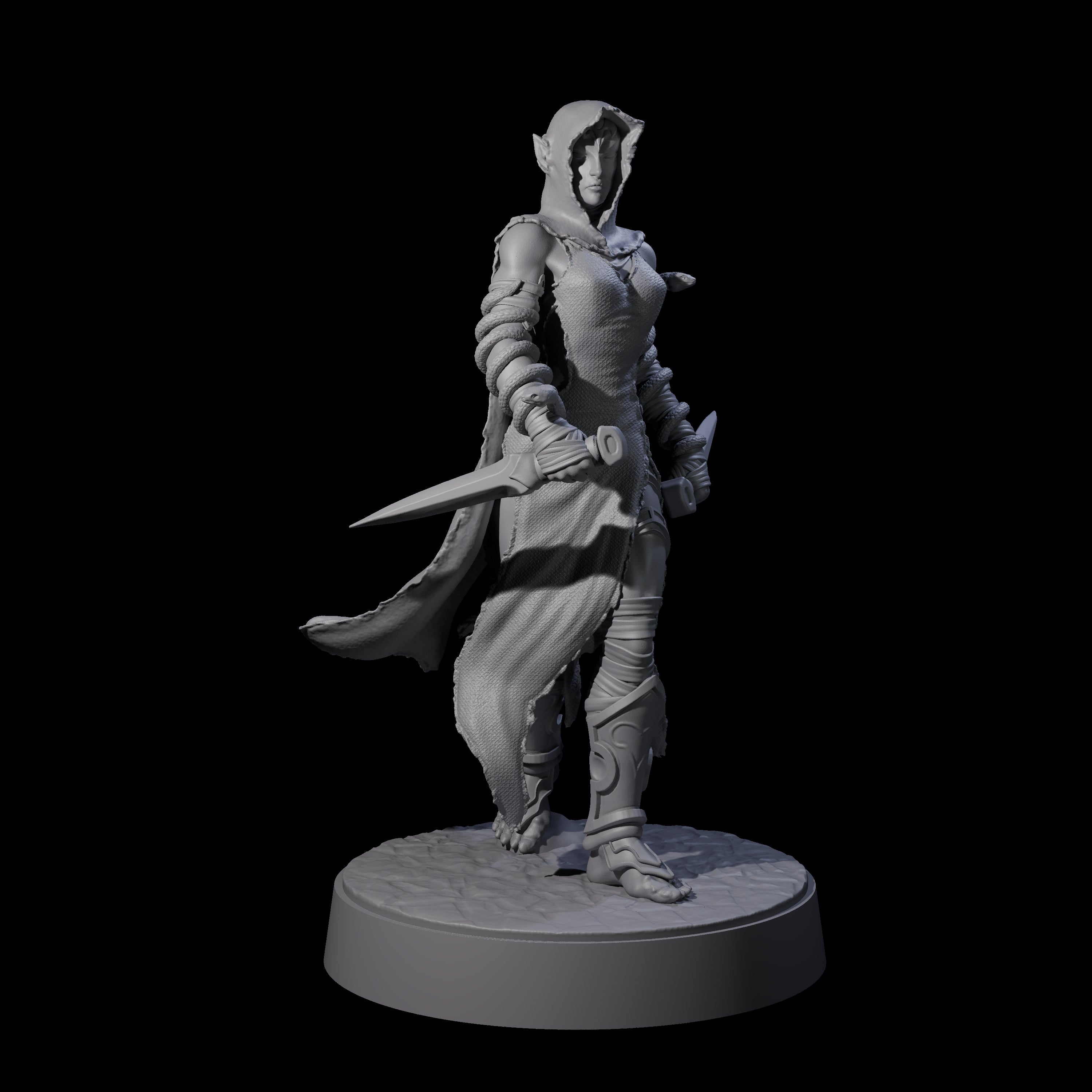 Snake Charmer Elf Rogue Miniature for Dungeons and Dragons, Pathfinder or other TTRPGs
