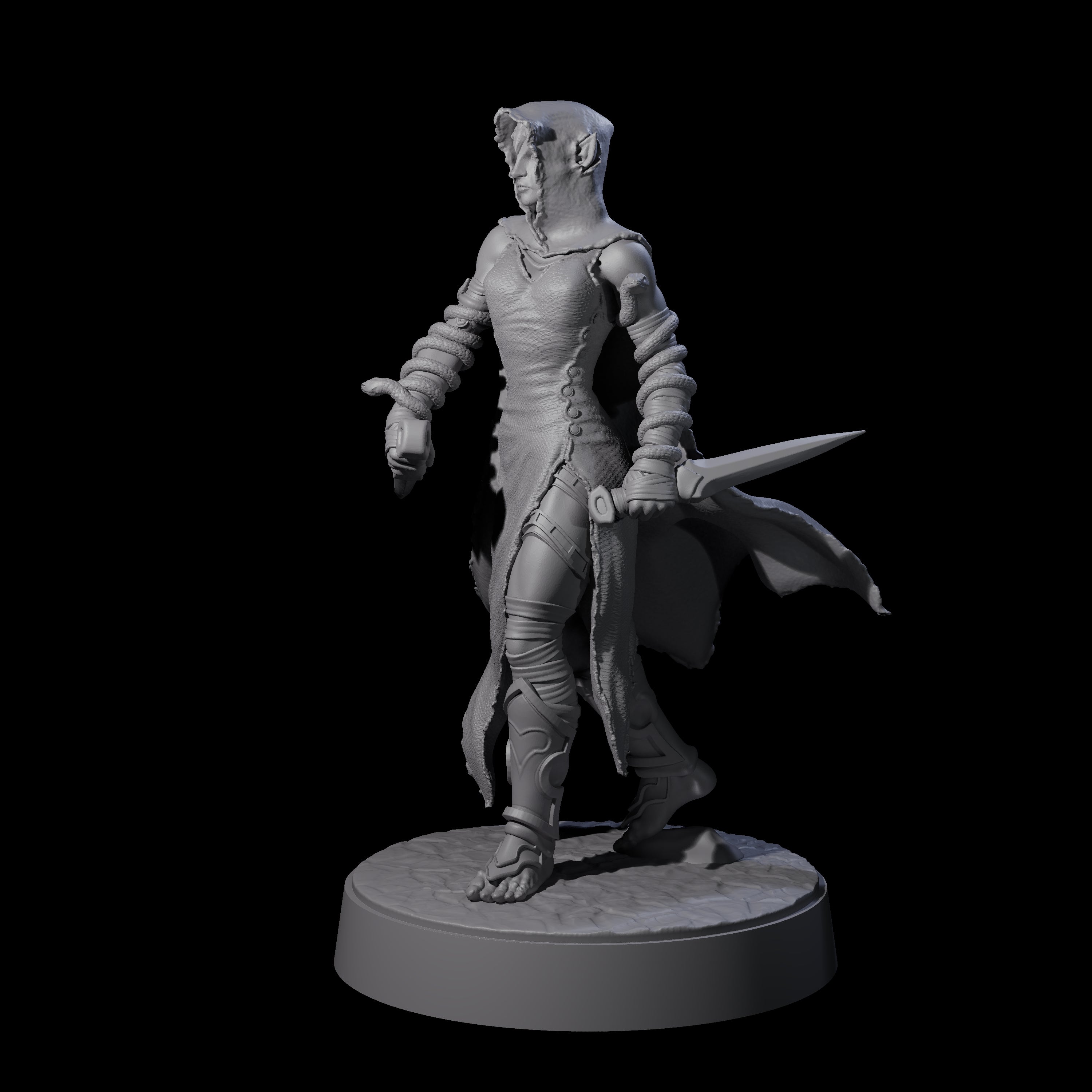 Snake Charmer Elf Rogue Miniature for Dungeons and Dragons, Pathfinder or other TTRPGs