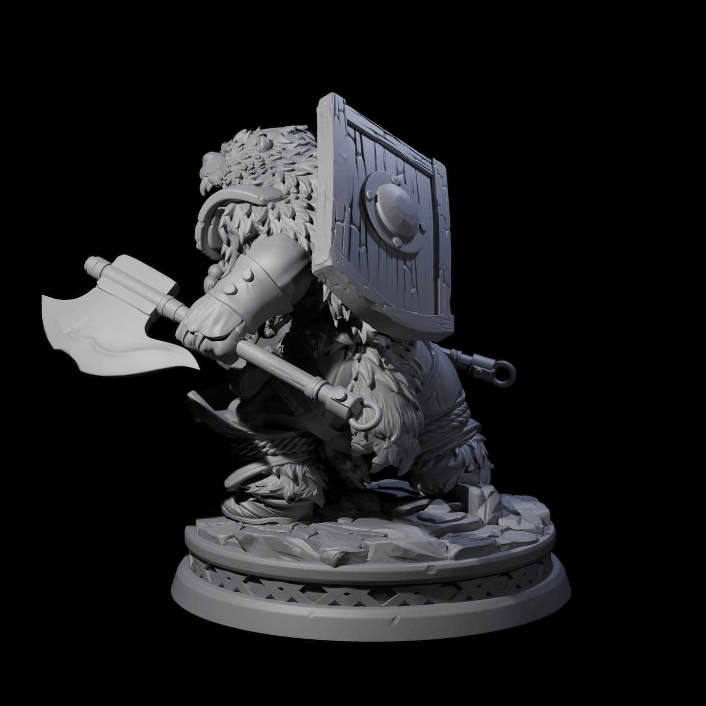 Sneaking Dwarf Bear Hunter Miniature for Dungeons and Dragons, Pathfinder or other TTRPGs