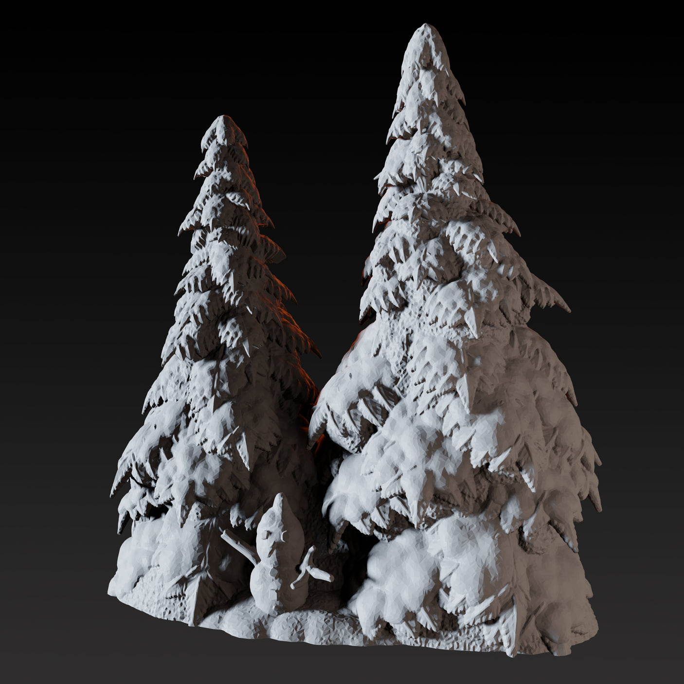 Snowy Pine with Snowman Miniature for Dungeons and Dragons, Pathfinder or other TTRPGs