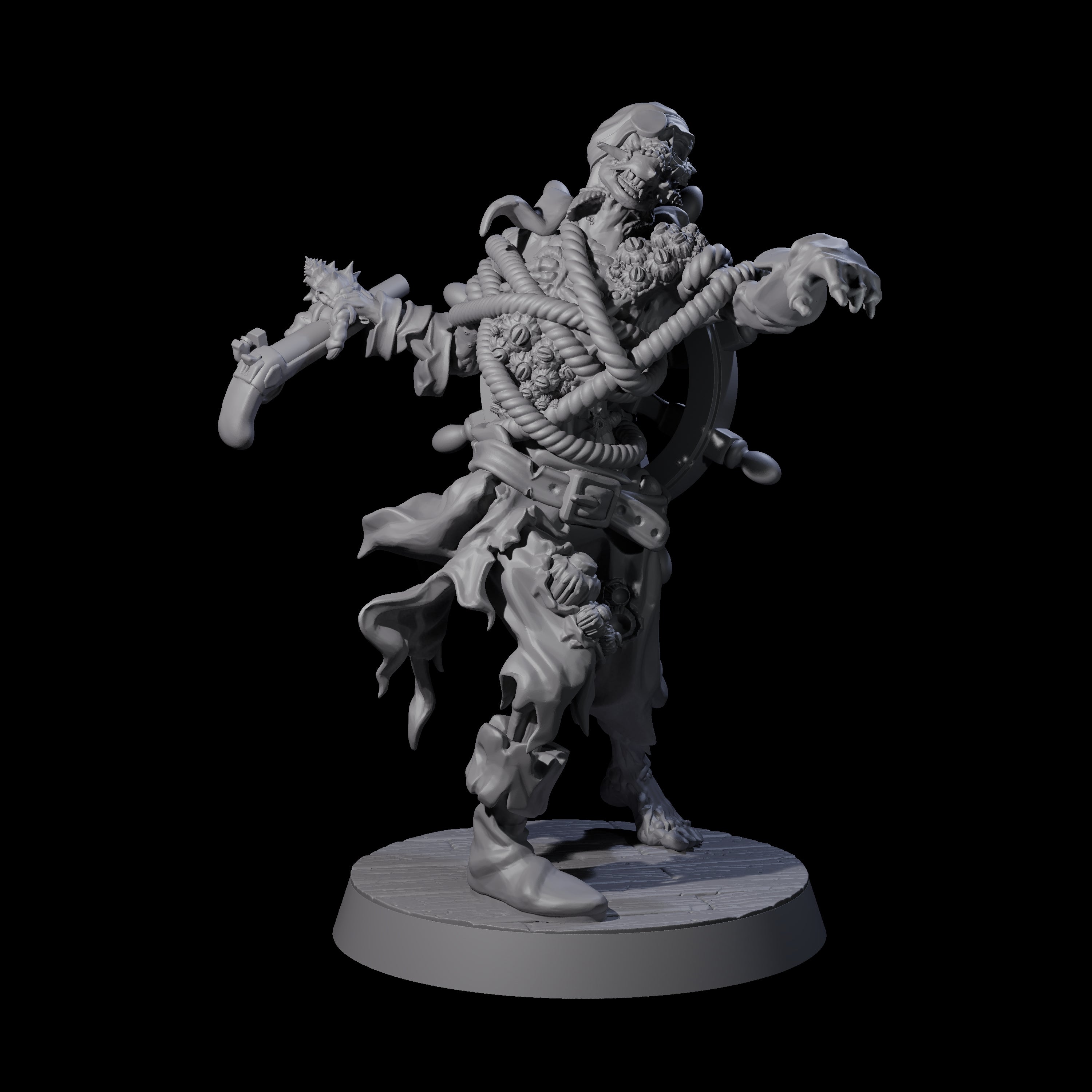 Soggy Undead Pirate Skeleton A Miniature for Dungeons and Dragons, Pathfinder or other TTRPGs