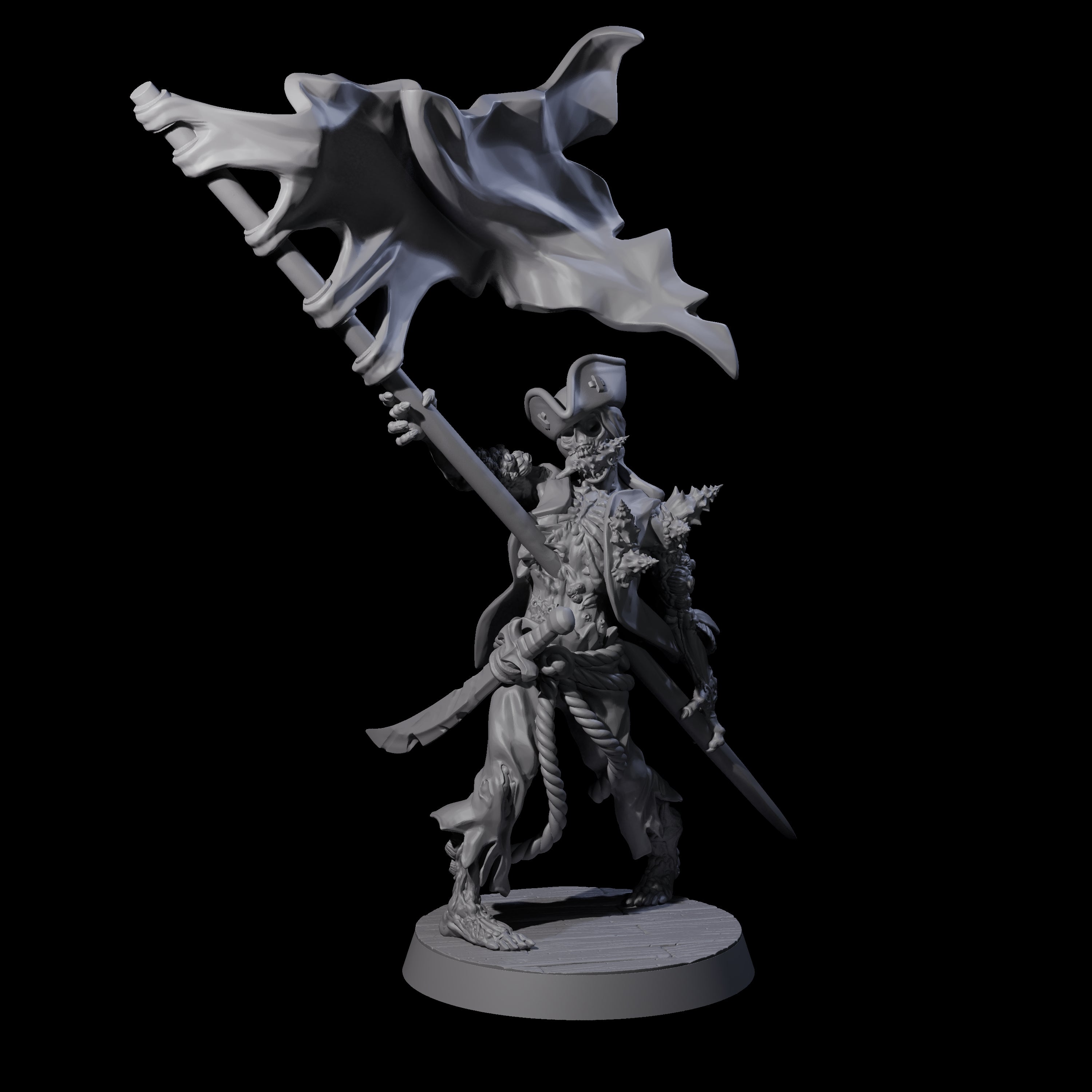 Soggy Undead Pirate Skeleton B Miniature for Dungeons and Dragons, Pathfinder or other TTRPGs