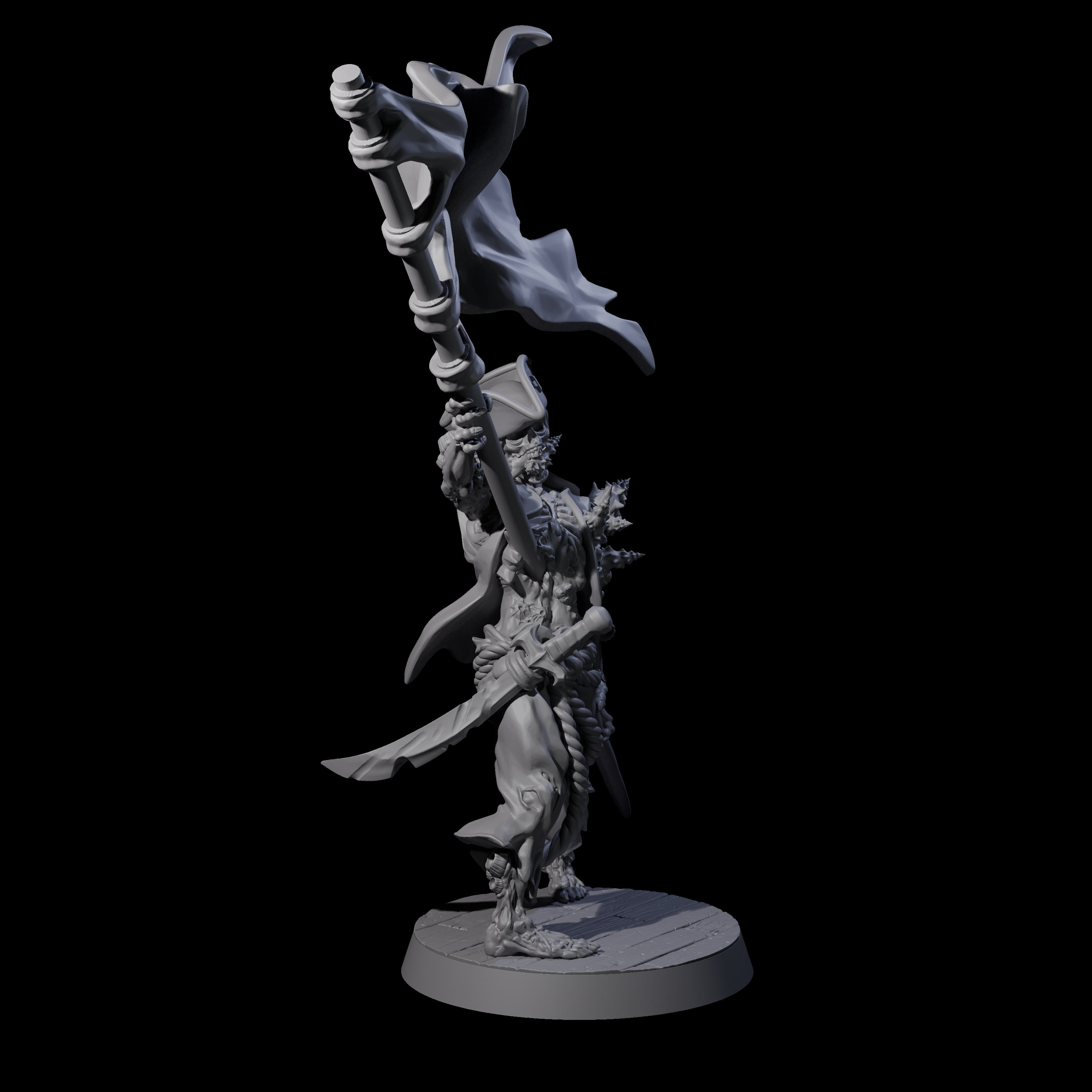 Soggy Undead Pirate Skeleton B Miniature for Dungeons and Dragons, Pathfinder or other TTRPGs