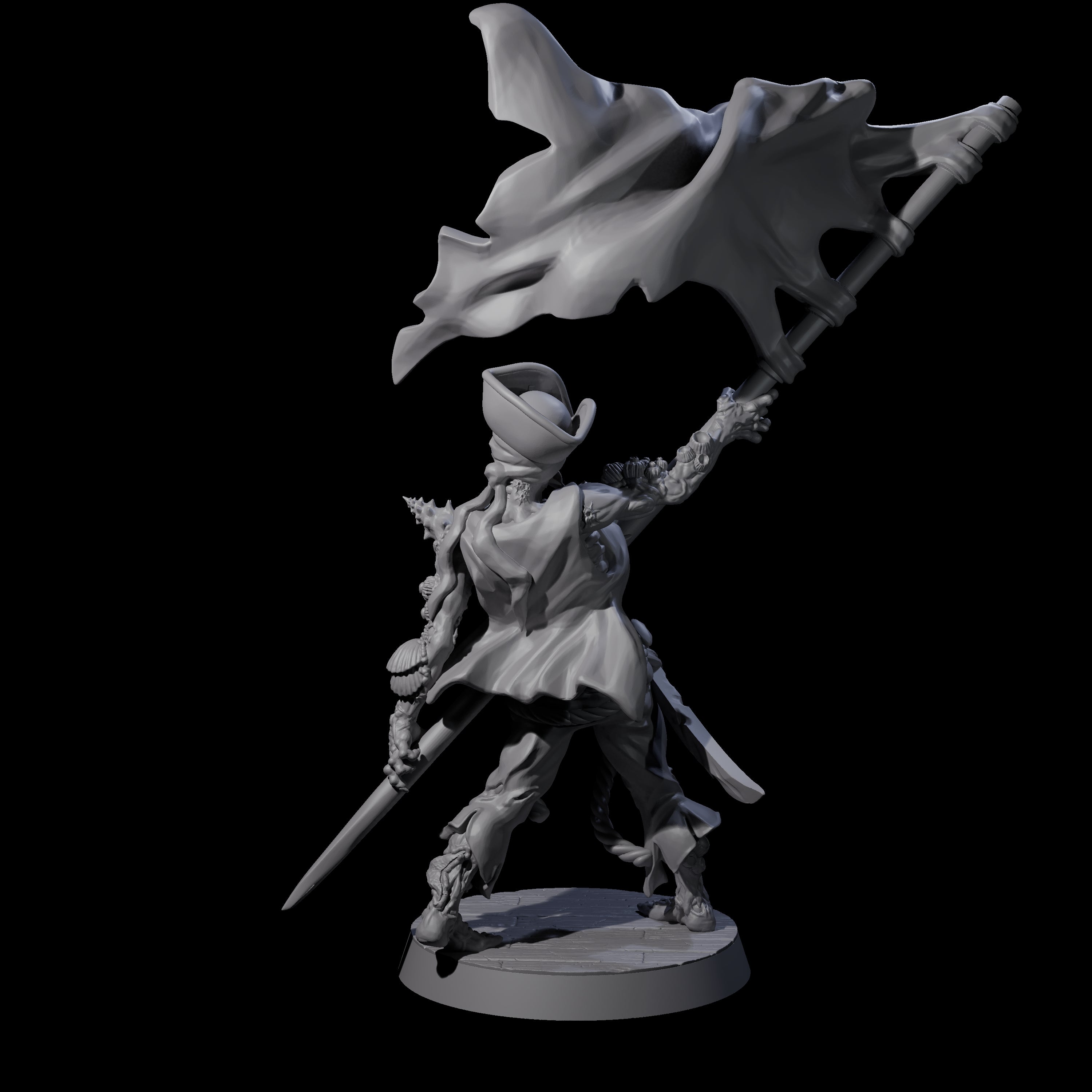 Soggy Undead Pirate Skeleton B Miniature for Dungeons and Dragons, Pathfinder or other TTRPGs