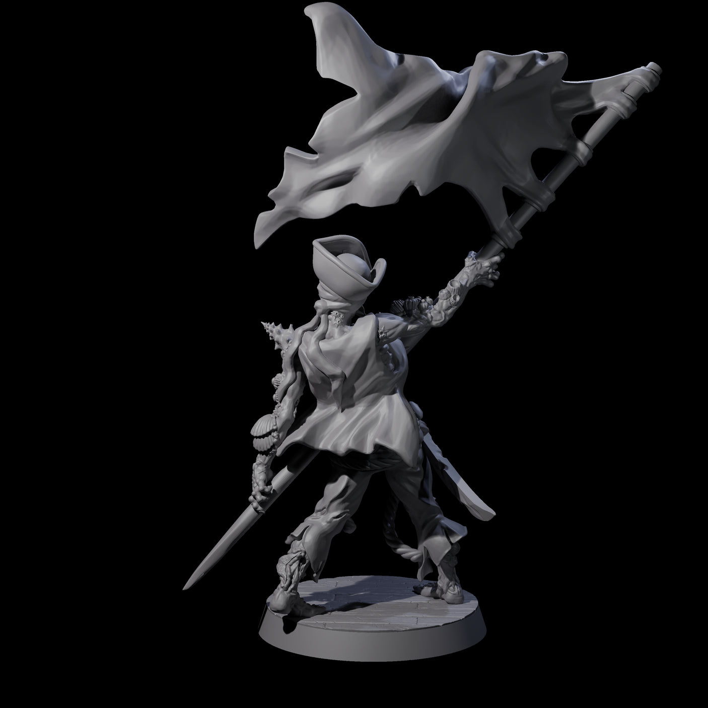 Soggy Undead Pirate Skeleton B Miniature for Dungeons and Dragons, Pathfinder or other TTRPGs