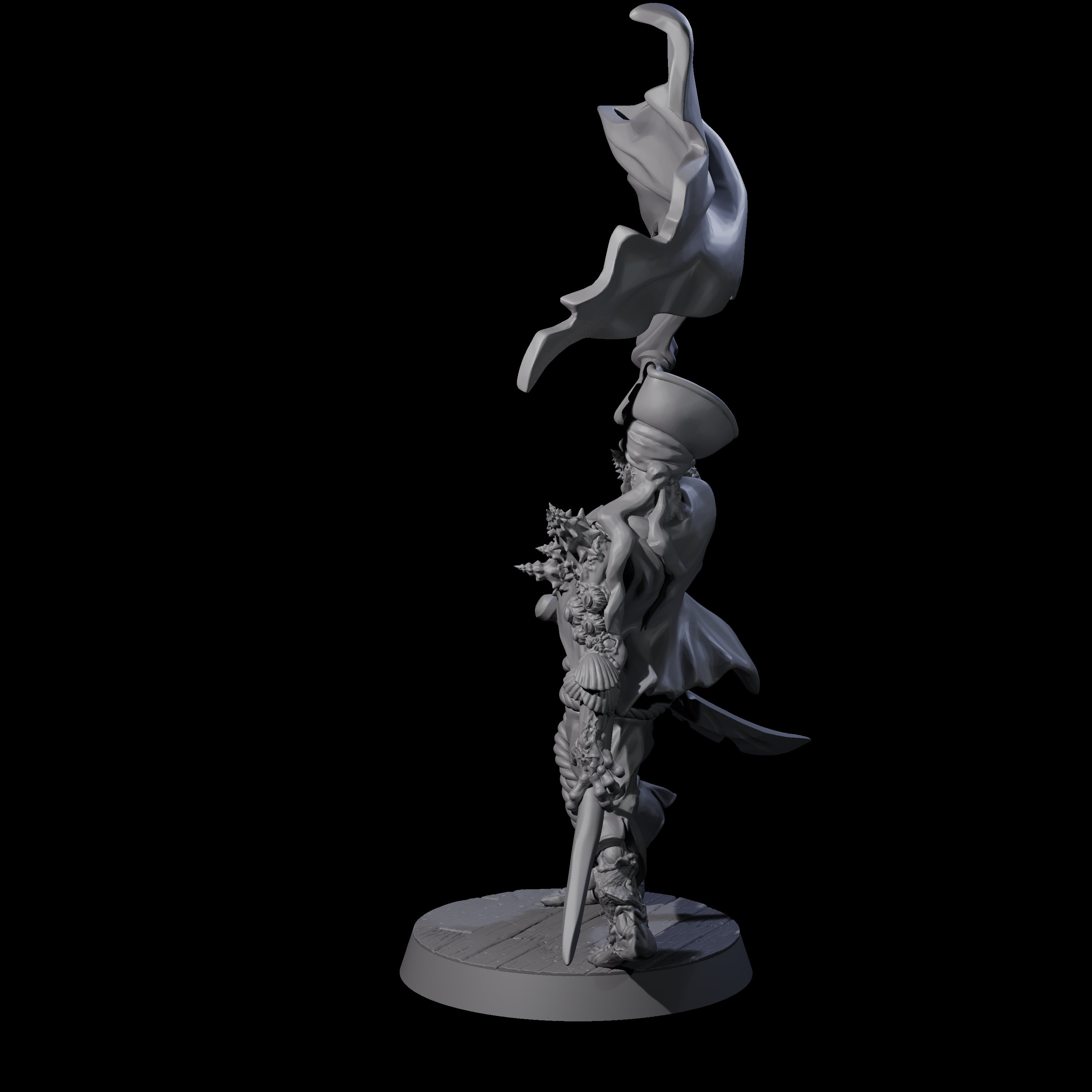 Soggy Undead Pirate Skeleton B Miniature for Dungeons and Dragons, Pathfinder or other TTRPGs