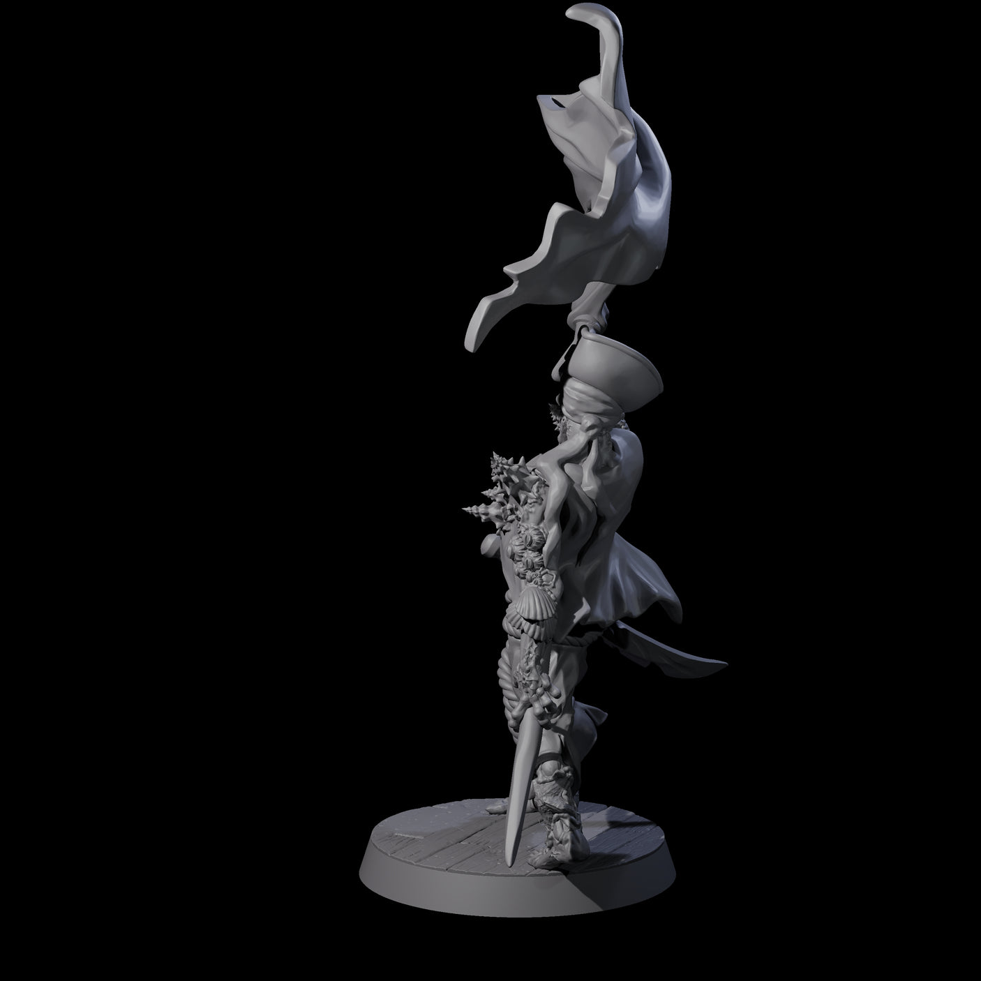 Soggy Undead Pirate Skeleton B Miniature for Dungeons and Dragons, Pathfinder or other TTRPGs