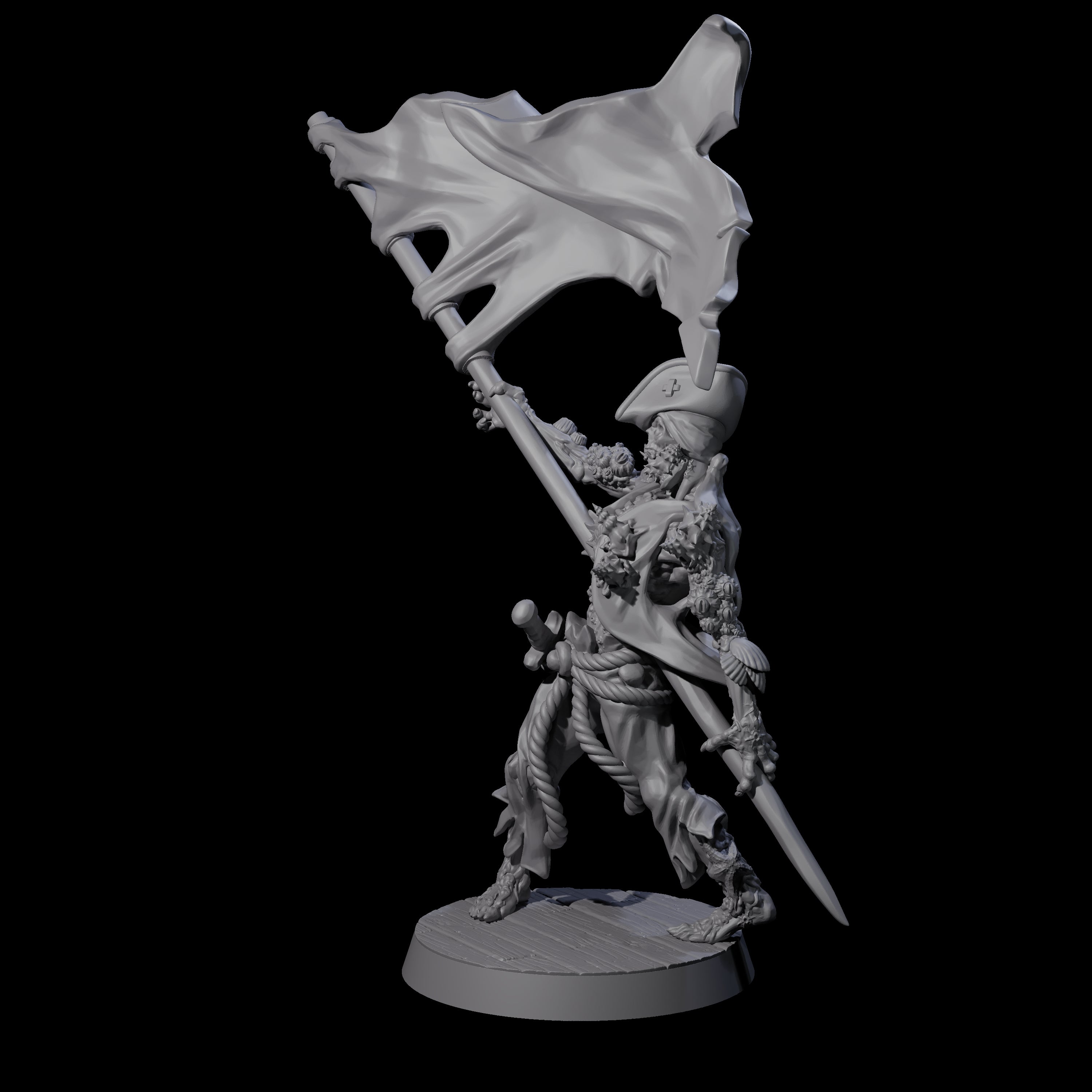 Soggy Undead Pirate Skeleton B Miniature for Dungeons and Dragons, Pathfinder or other TTRPGs