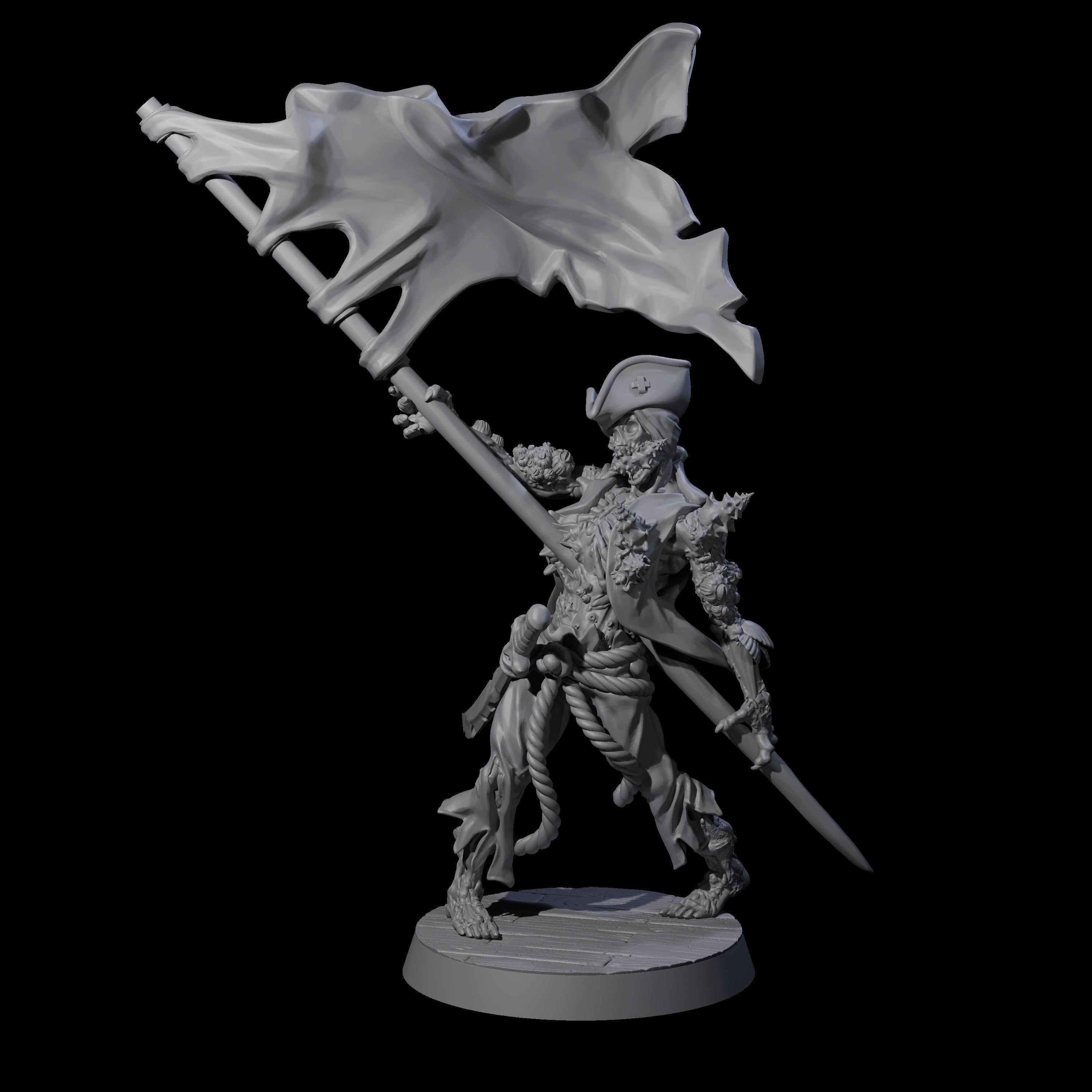 Soggy Undead Pirate Skeleton B Miniature for Dungeons and Dragons, Pathfinder or other TTRPGs