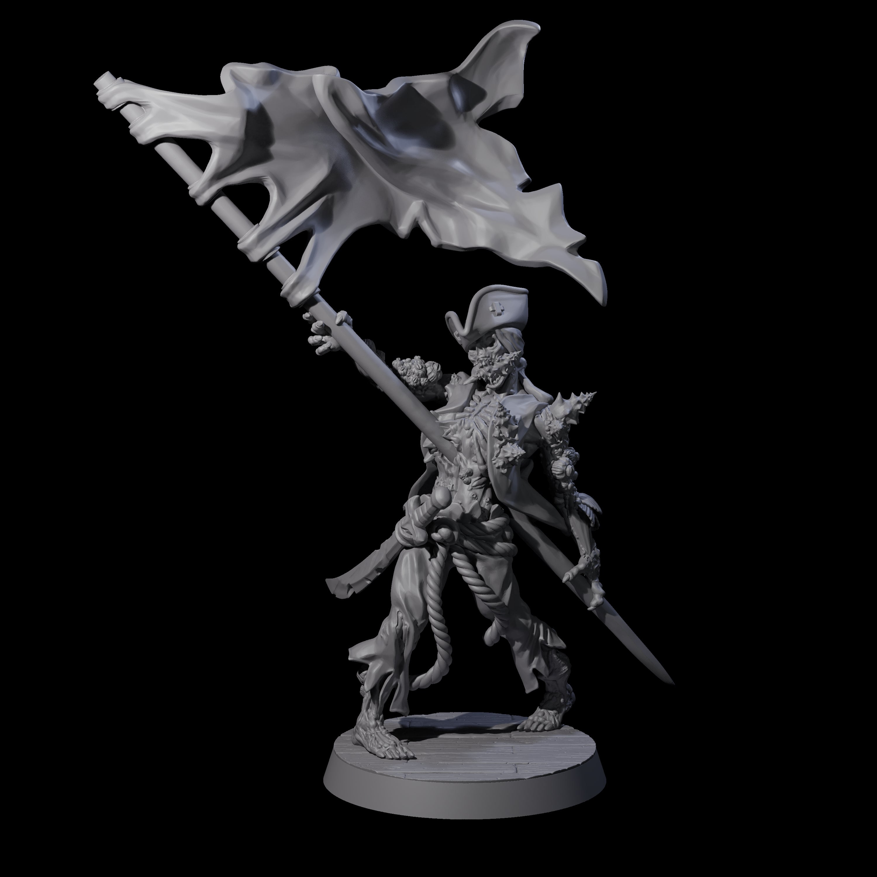 Soggy Undead Pirate Skeleton B Miniature for Dungeons and Dragons, Pathfinder or other TTRPGs