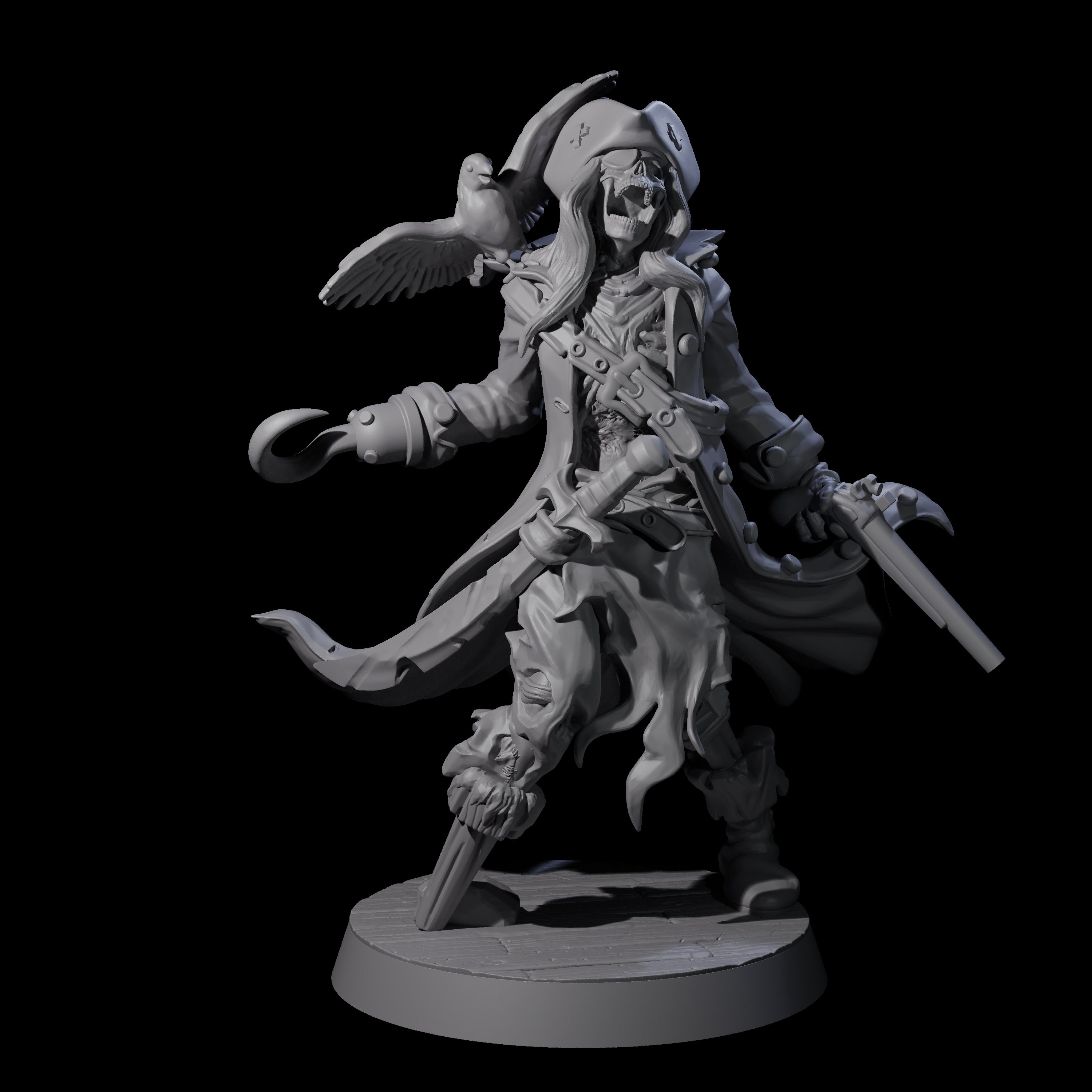Soggy Undead Pirate Skeleton C Miniature for Dungeons and Dragons, Pathfinder or other TTRPGs