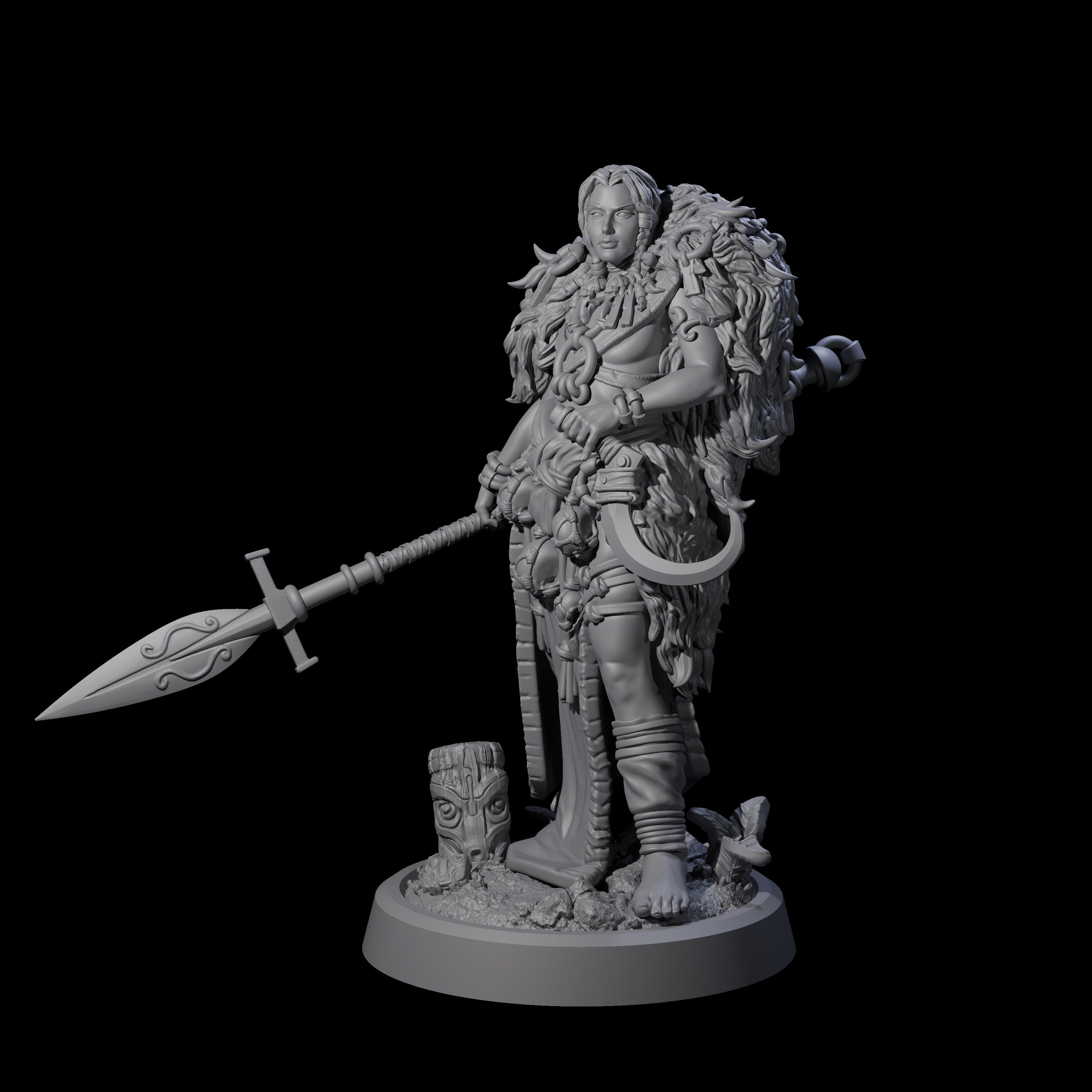 Spearmaiden Barbarian of the North Miniature for Dungeons and Dragons, Pathfinder or other TTRPGs