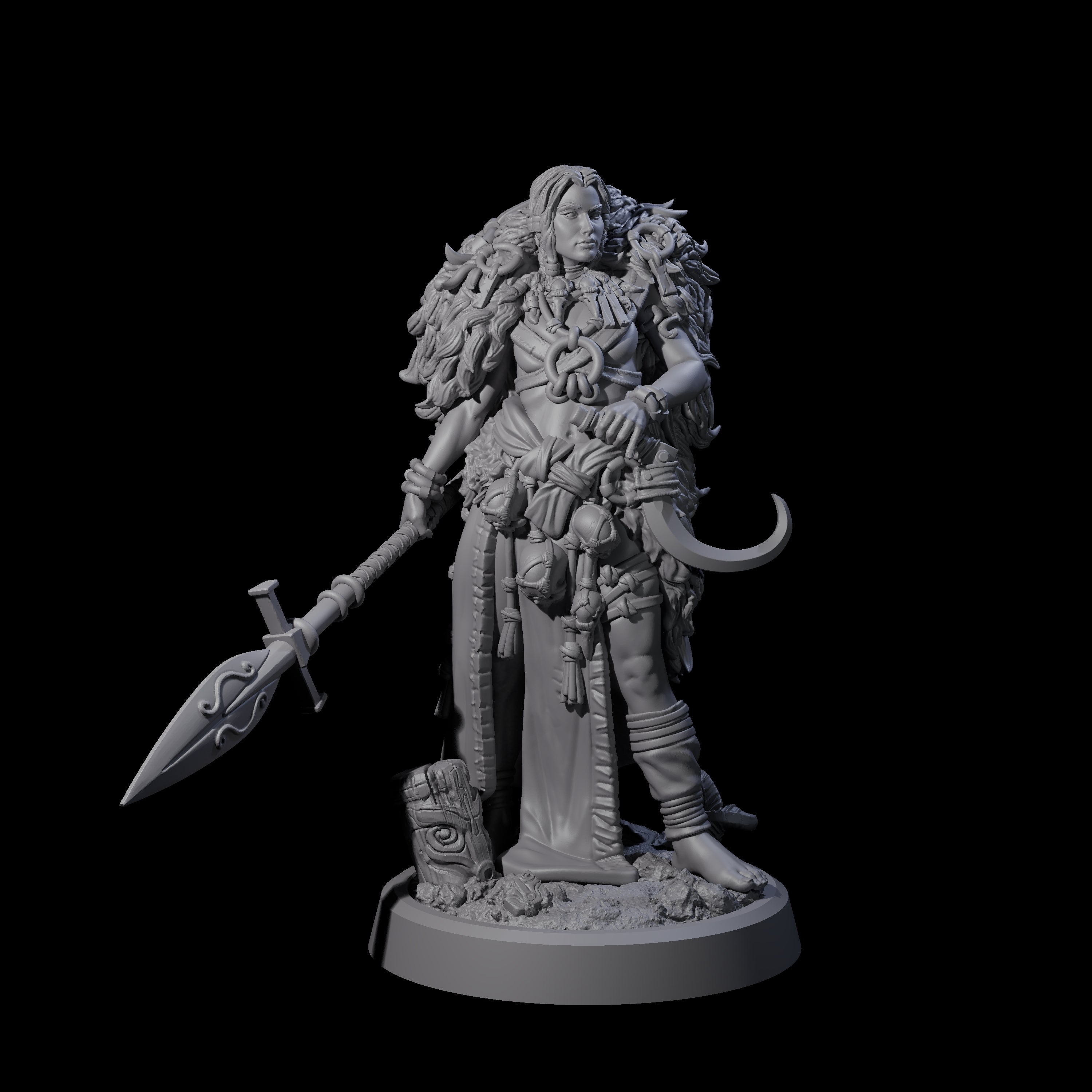 Spearmaiden Barbarian of the North Miniature for Dungeons and Dragons, Pathfinder or other TTRPGs