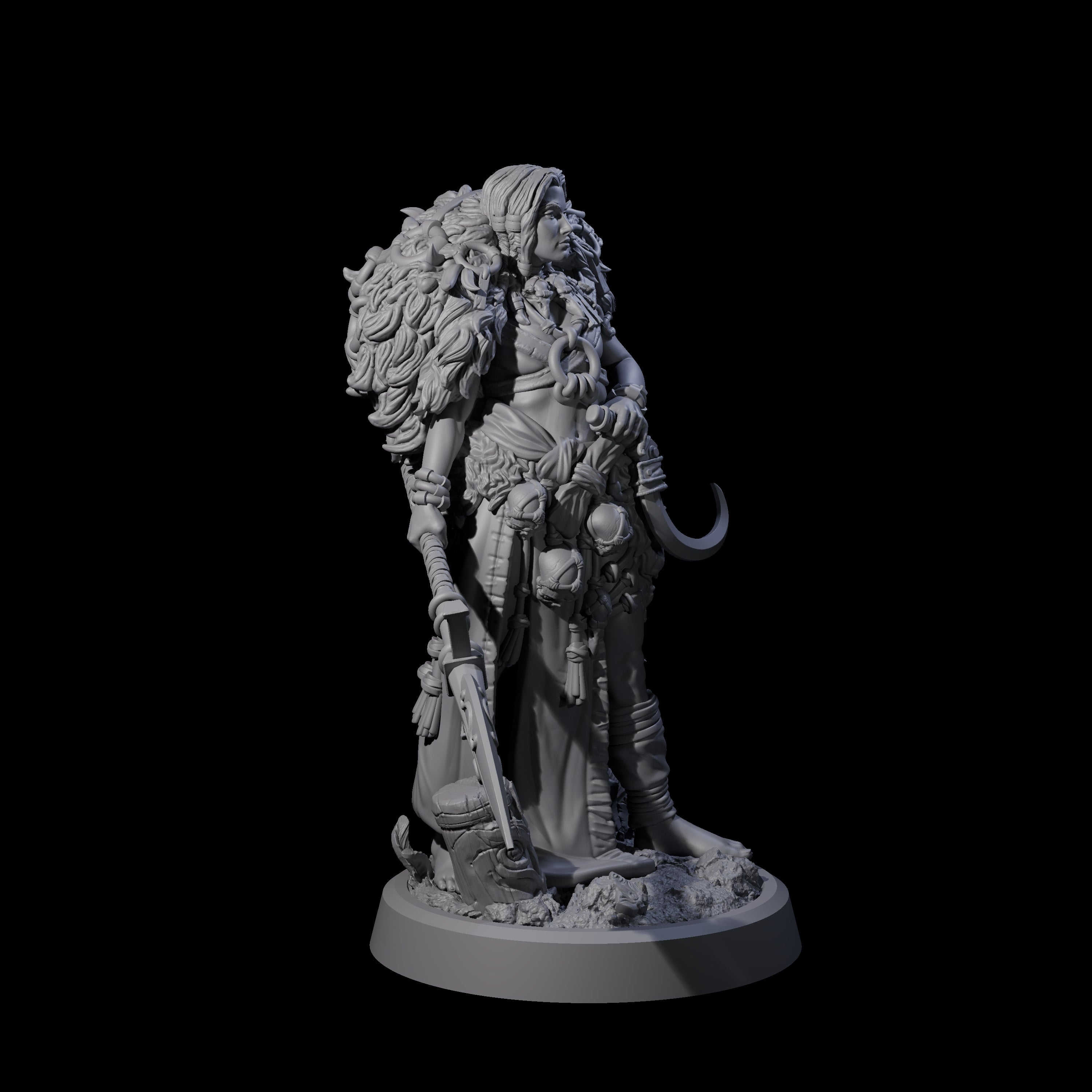 Spearmaiden Barbarian of the North Miniature for Dungeons and Dragons, Pathfinder or other TTRPGs