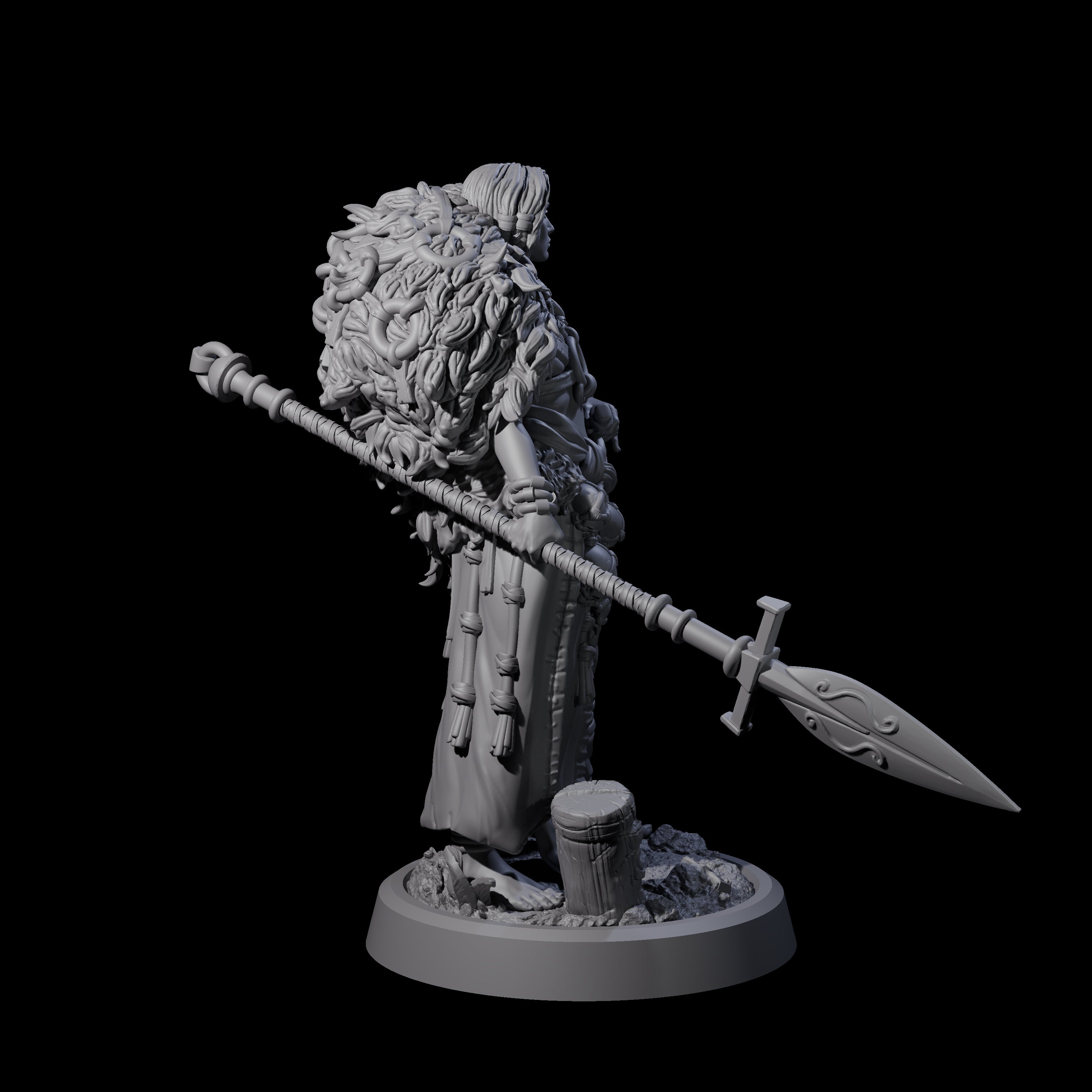Spearmaiden Barbarian of the North Miniature for Dungeons and Dragons, Pathfinder or other TTRPGs