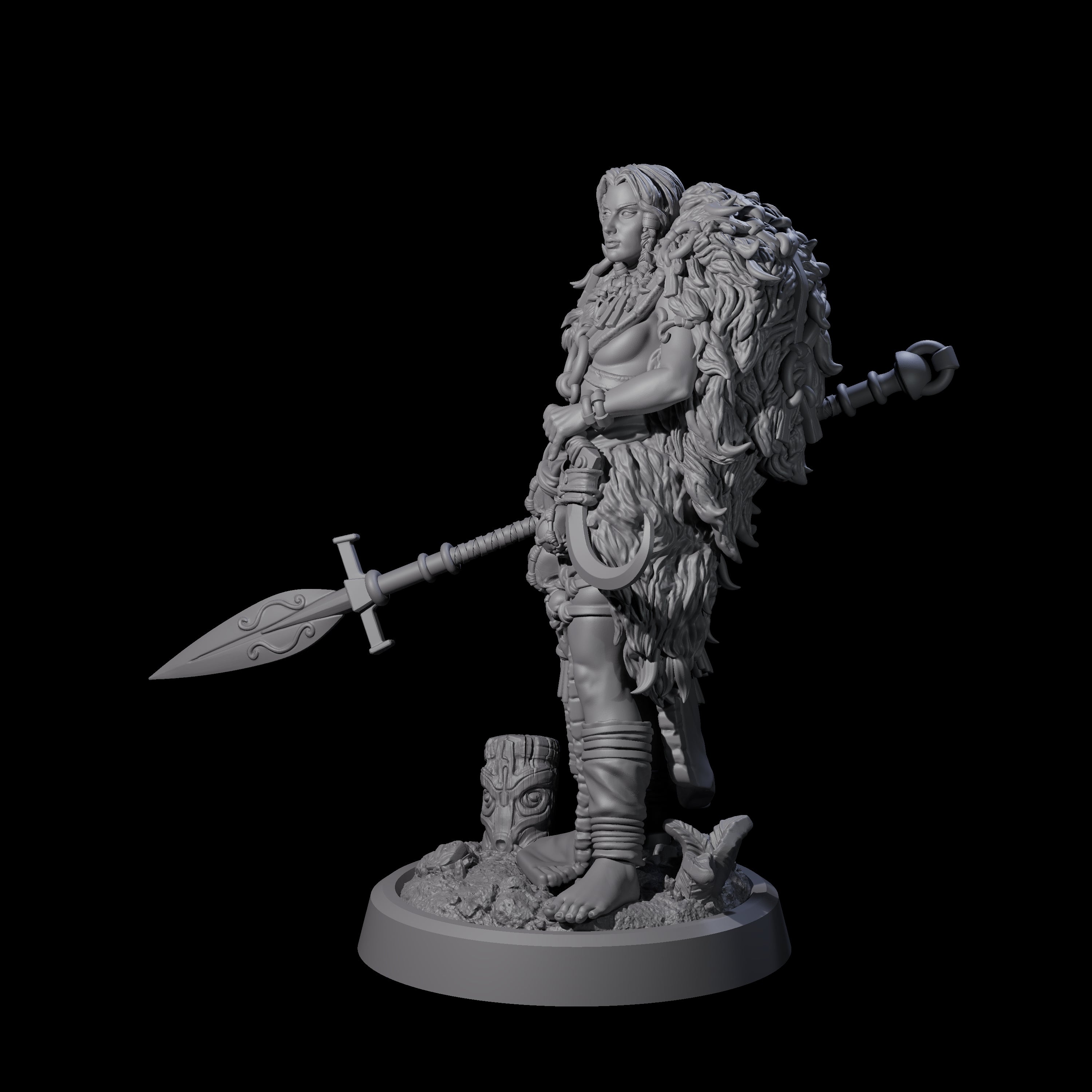 Spearmaiden Barbarian of the North Miniature for Dungeons and Dragons, Pathfinder or other TTRPGs