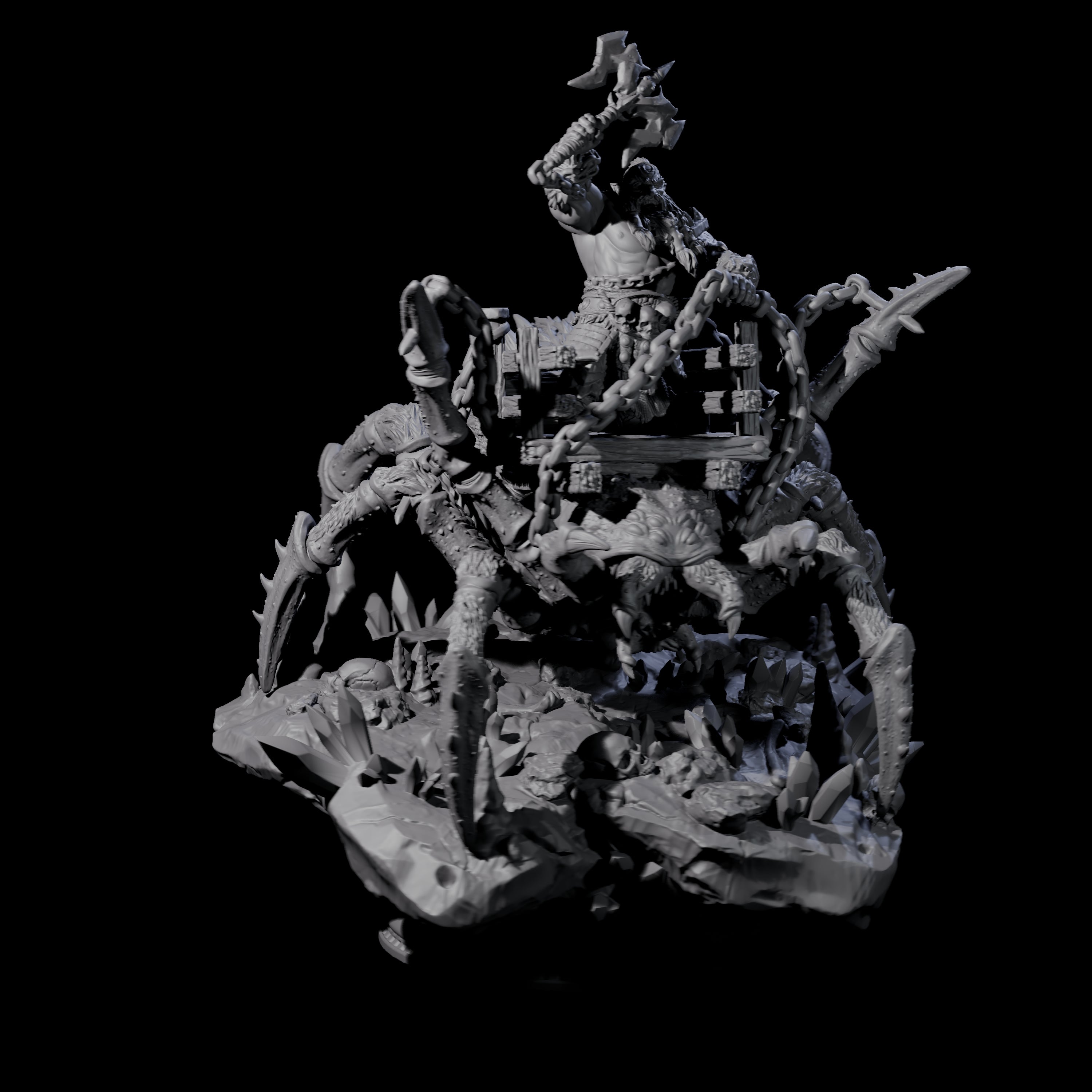Spider Mounted Dwarf Miniature for Dungeons and Dragons, Pathfinder or other TTRPGs