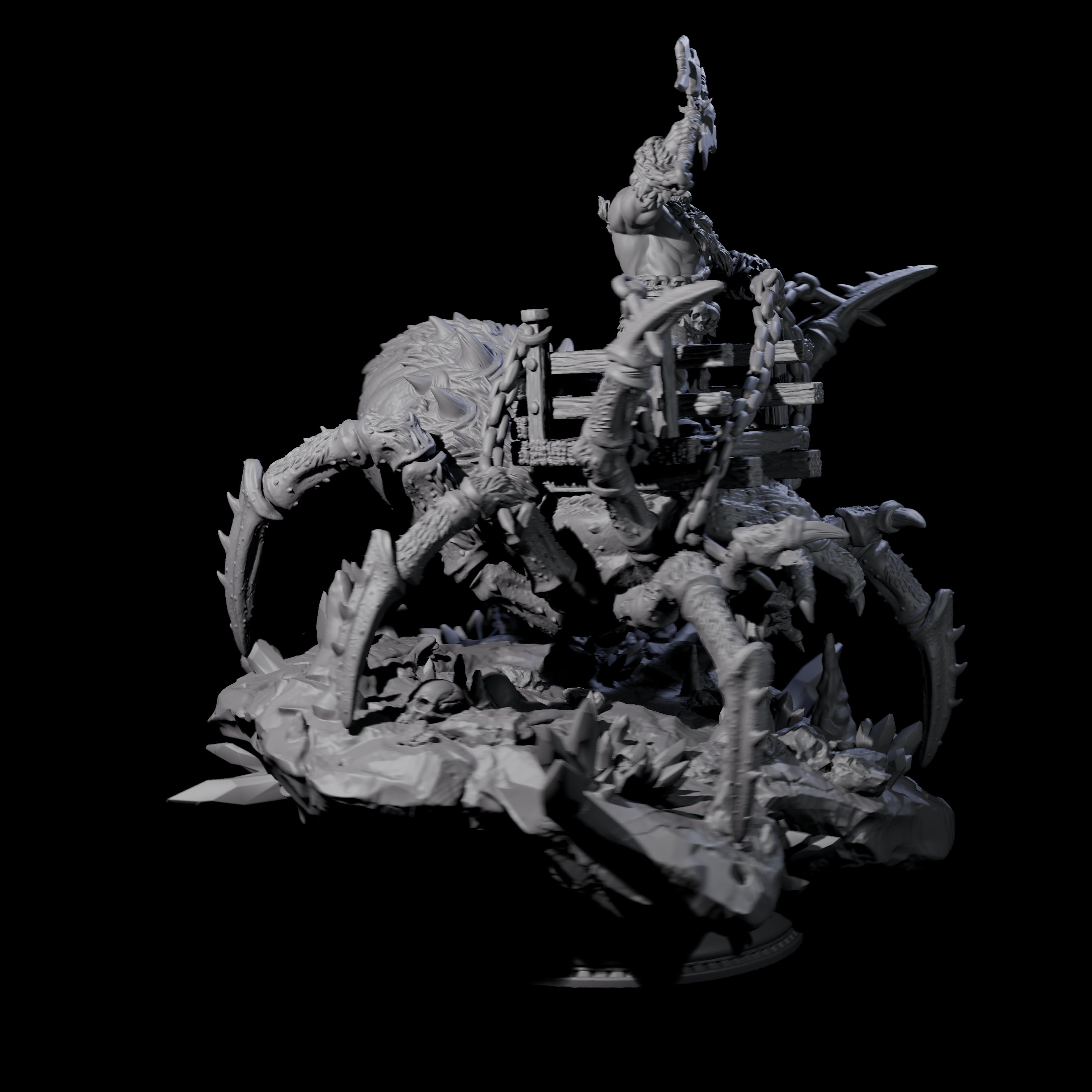 Spider Mounted Dwarf Miniature for Dungeons and Dragons, Pathfinder or other TTRPGs