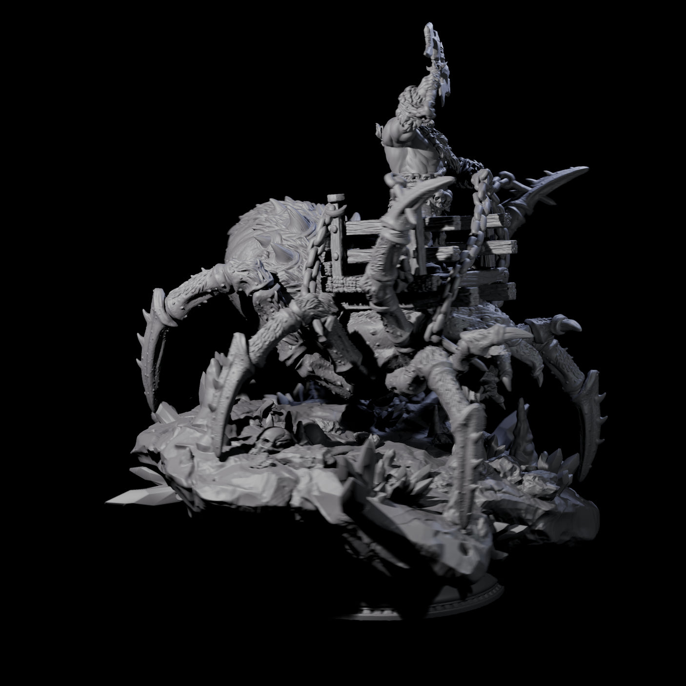 Spider Mounted Dwarf Miniature for Dungeons and Dragons, Pathfinder or other TTRPGs