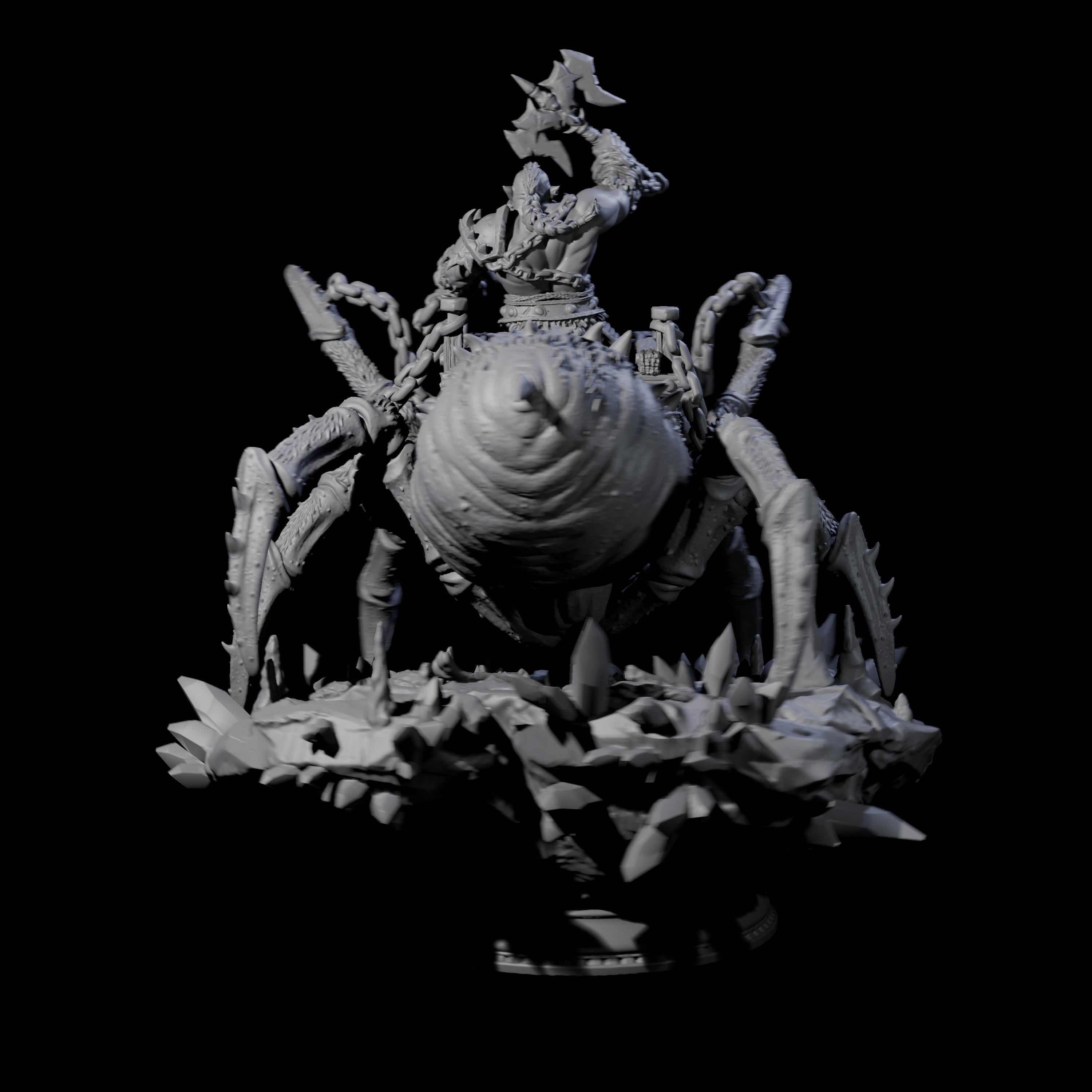 Spider Mounted Dwarf Miniature for Dungeons and Dragons, Pathfinder or other TTRPGs