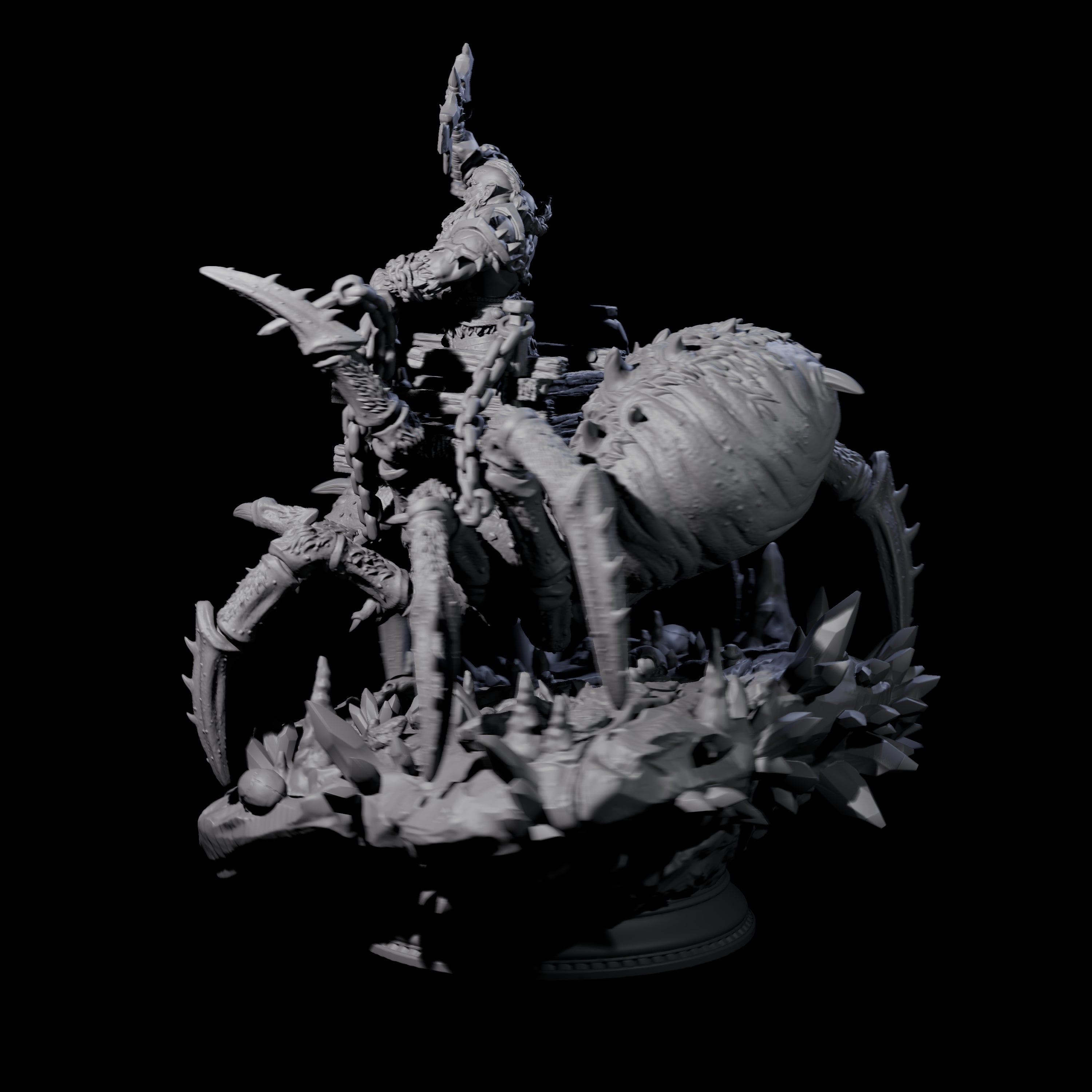 Spider Mounted Dwarf Miniature for Dungeons and Dragons, Pathfinder or other TTRPGs