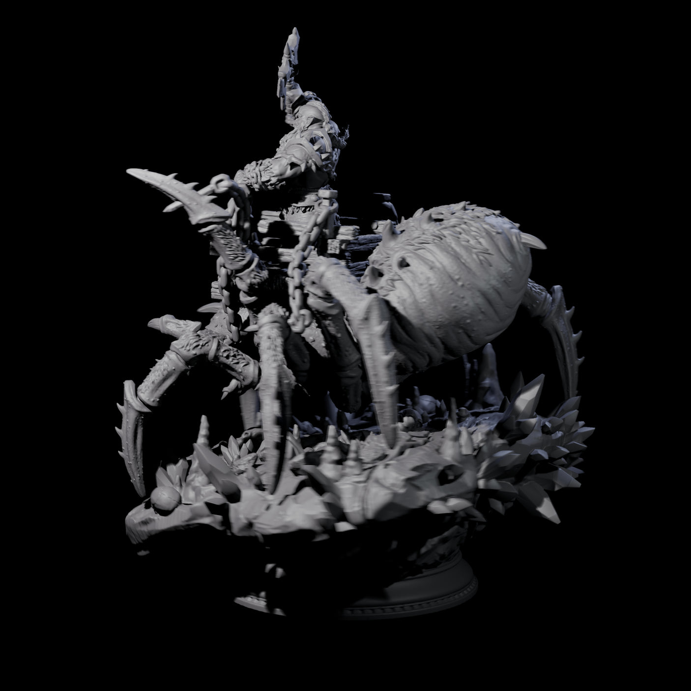 Spider Mounted Dwarf Miniature for Dungeons and Dragons, Pathfinder or other TTRPGs