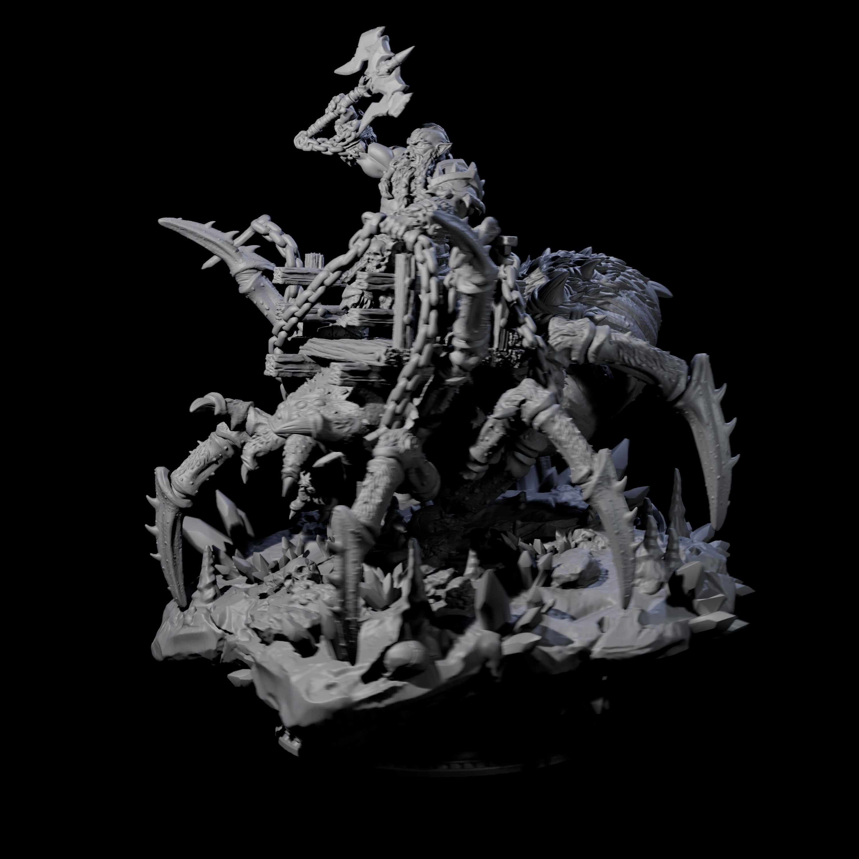 Spider Mounted Dwarf Miniature for Dungeons and Dragons, Pathfinder or other TTRPGs