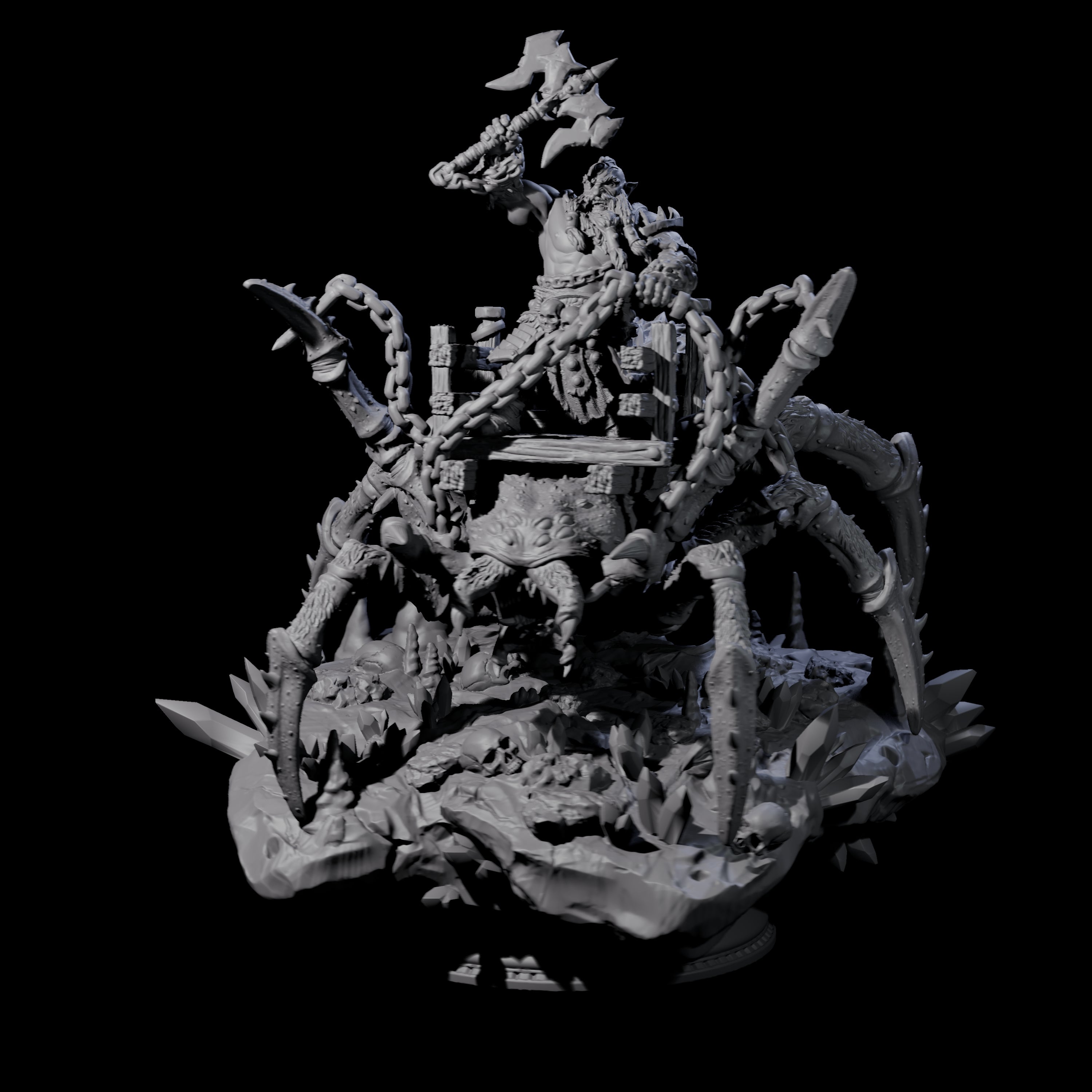 Spider Mounted Dwarf Miniature for Dungeons and Dragons, Pathfinder or other TTRPGs