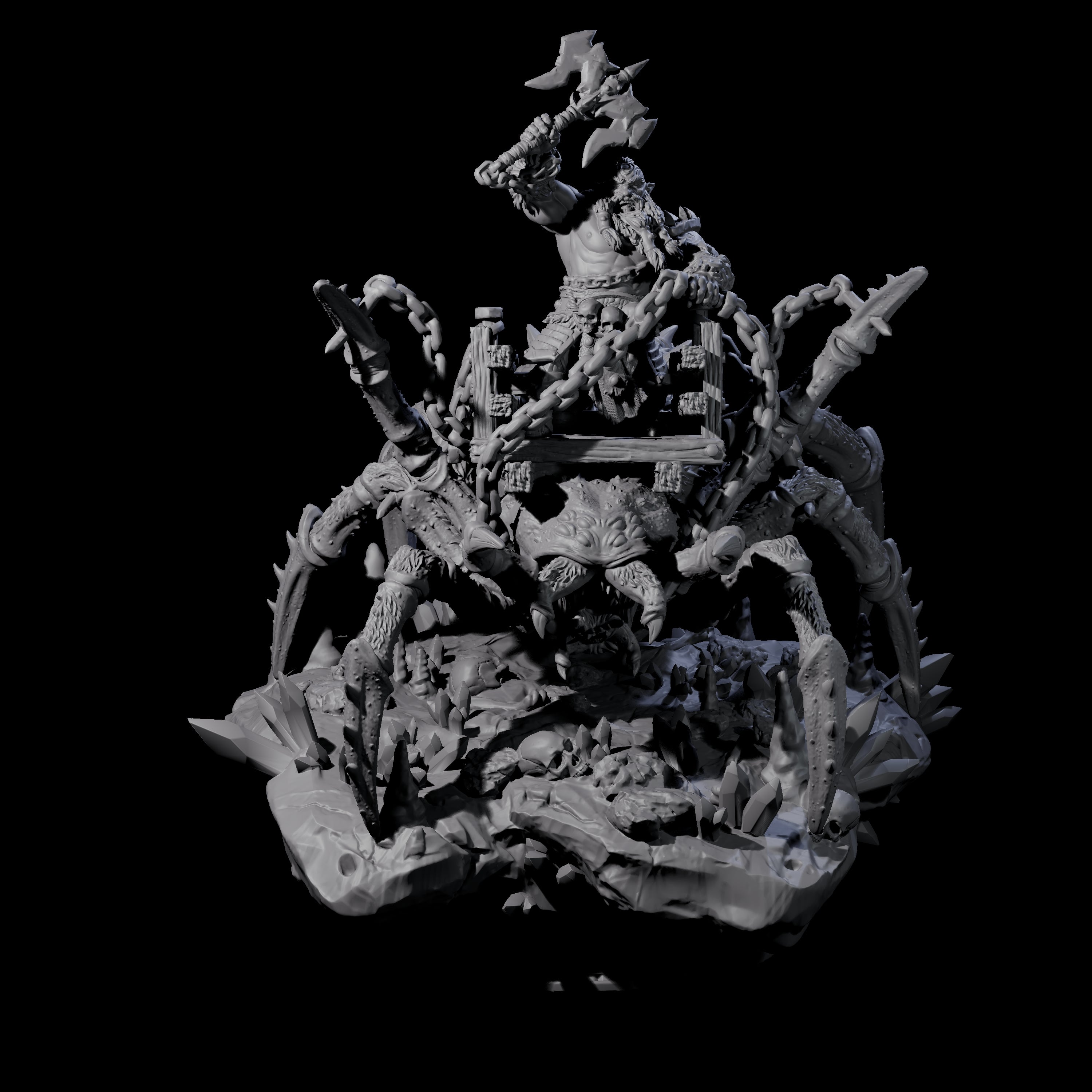 Spider Mounted Dwarf Miniature for Dungeons and Dragons, Pathfinder or other TTRPGs