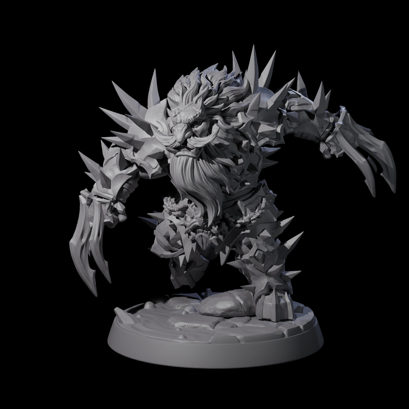Spikey Deepcrust Dwarf Berserker Miniature for Dungeons and Dragons, Pathfinder or other TTRPGs